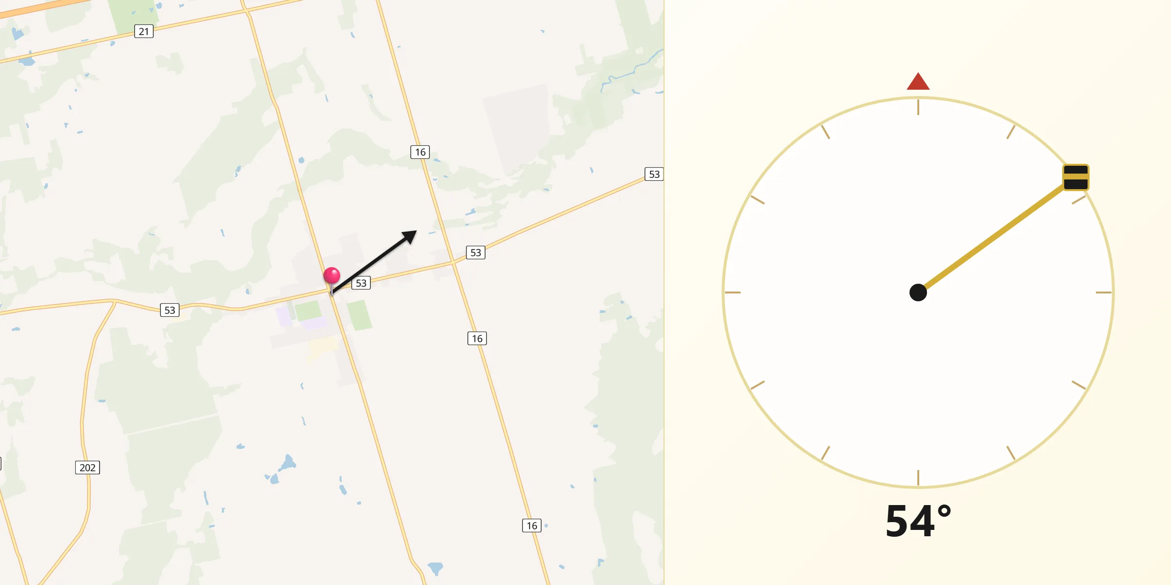Qibla Direction from Burford