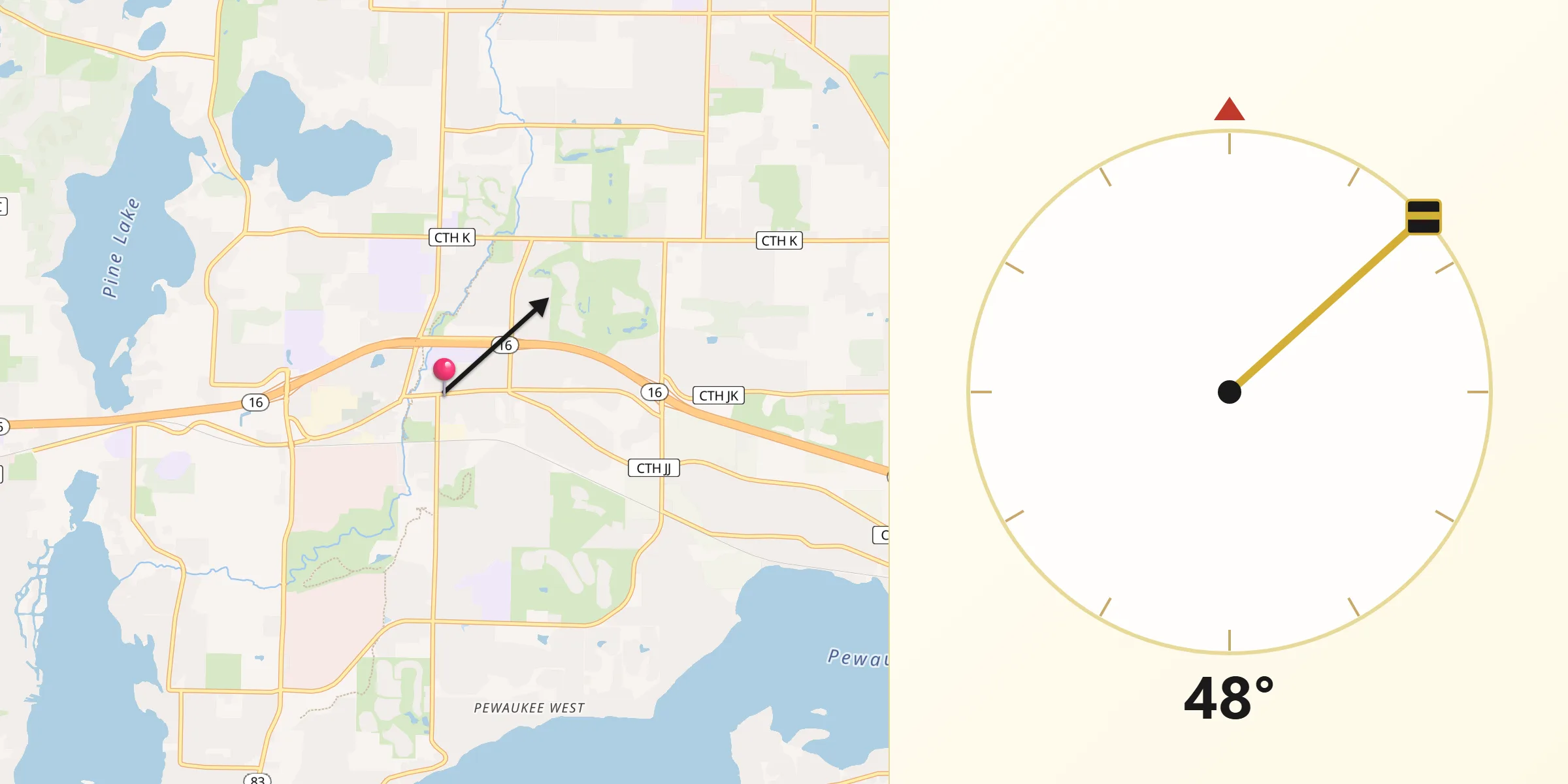 Qibla Direction from Hartland