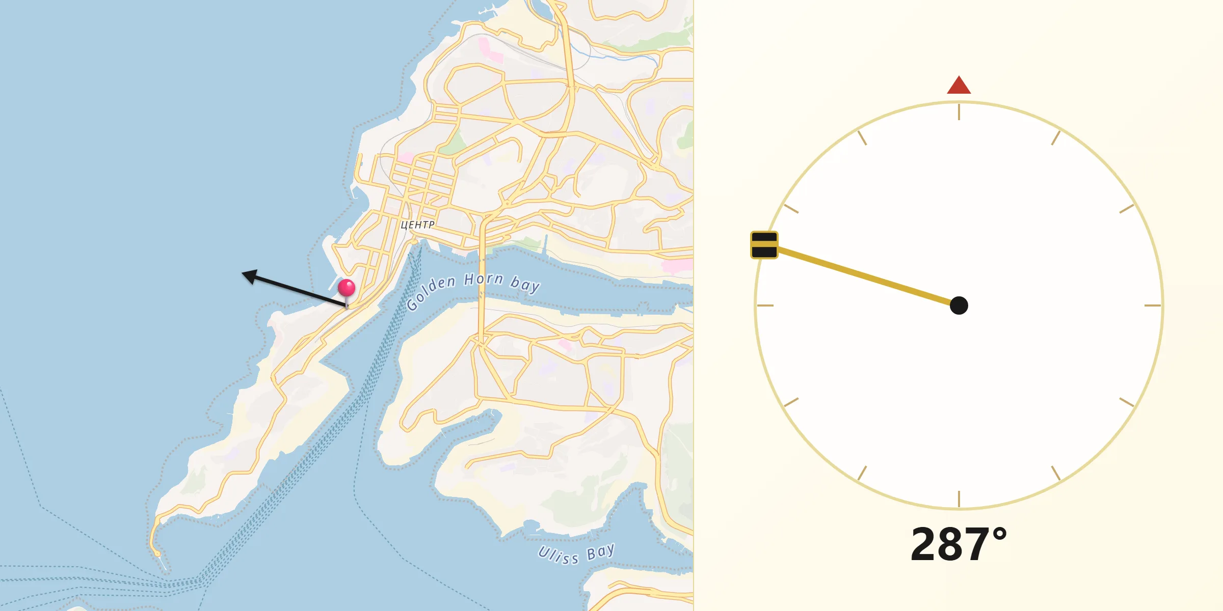 Direction vers la Qibla depuis Vladivostok