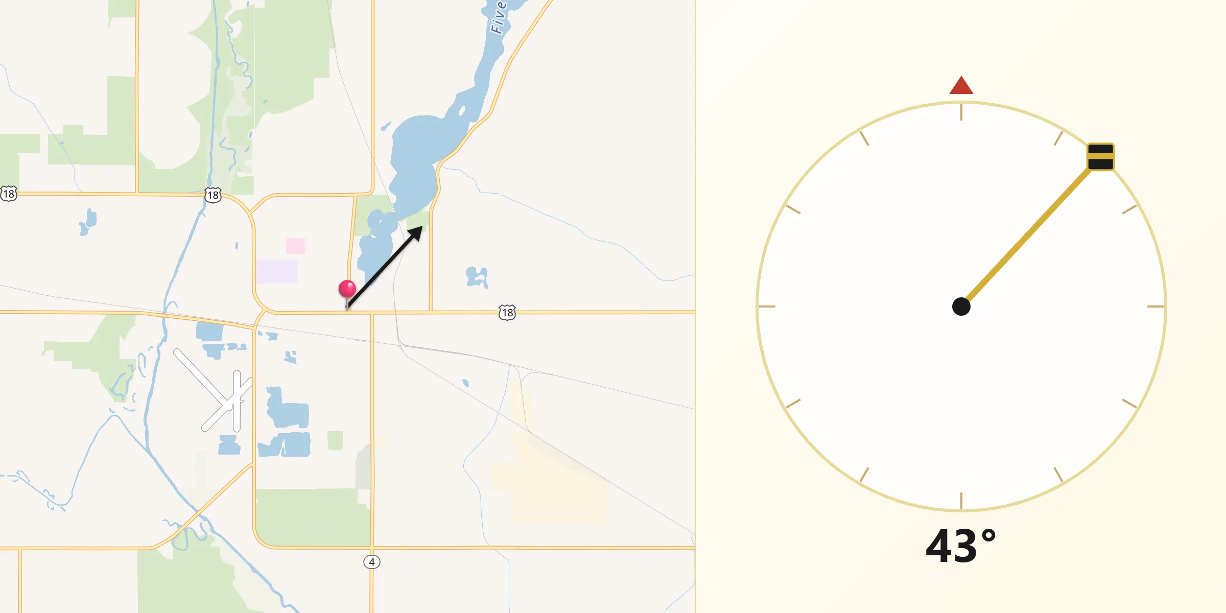 Qibla Direction from Emmetsburg