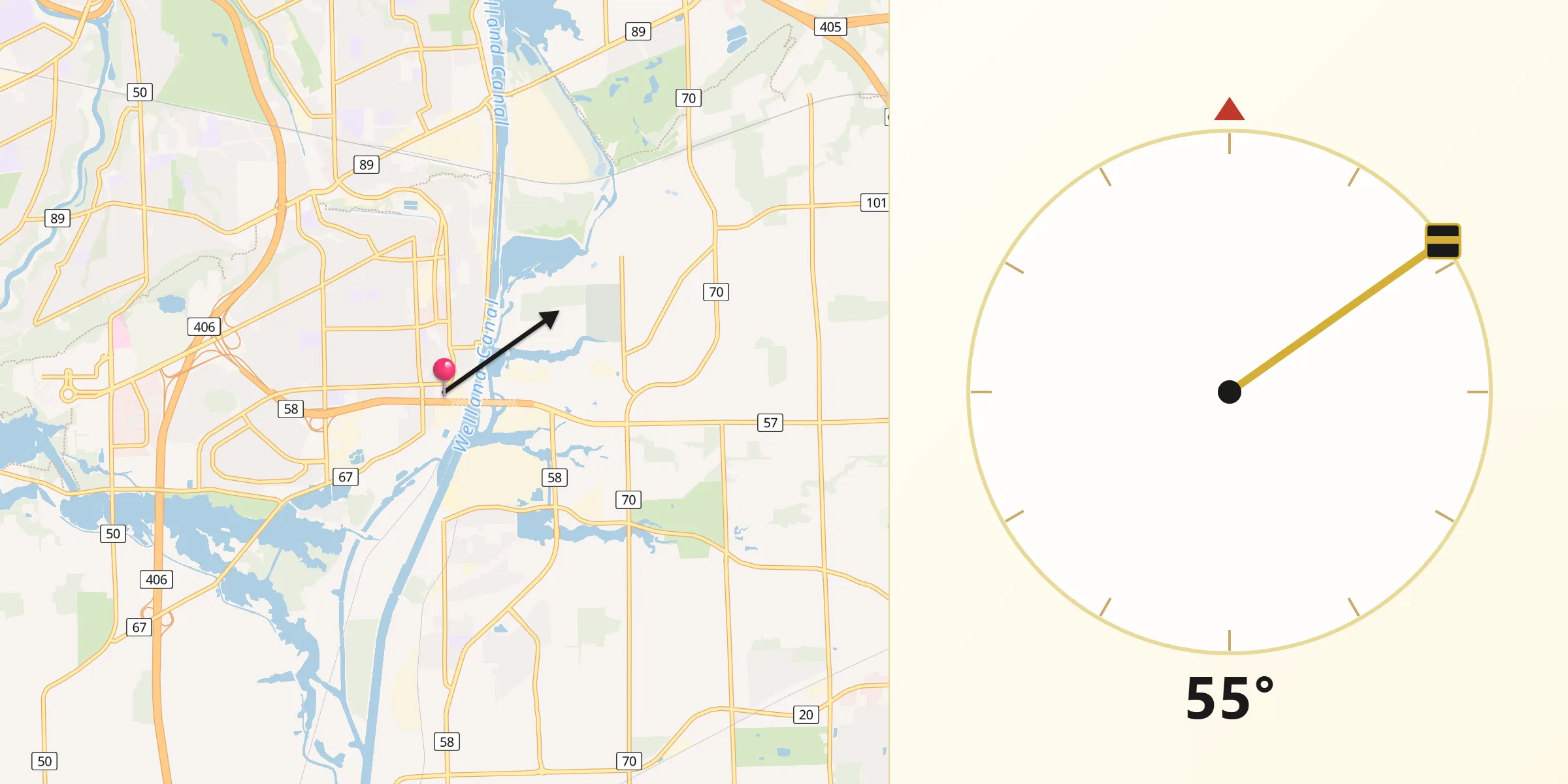 Qibla Direction from Thorold