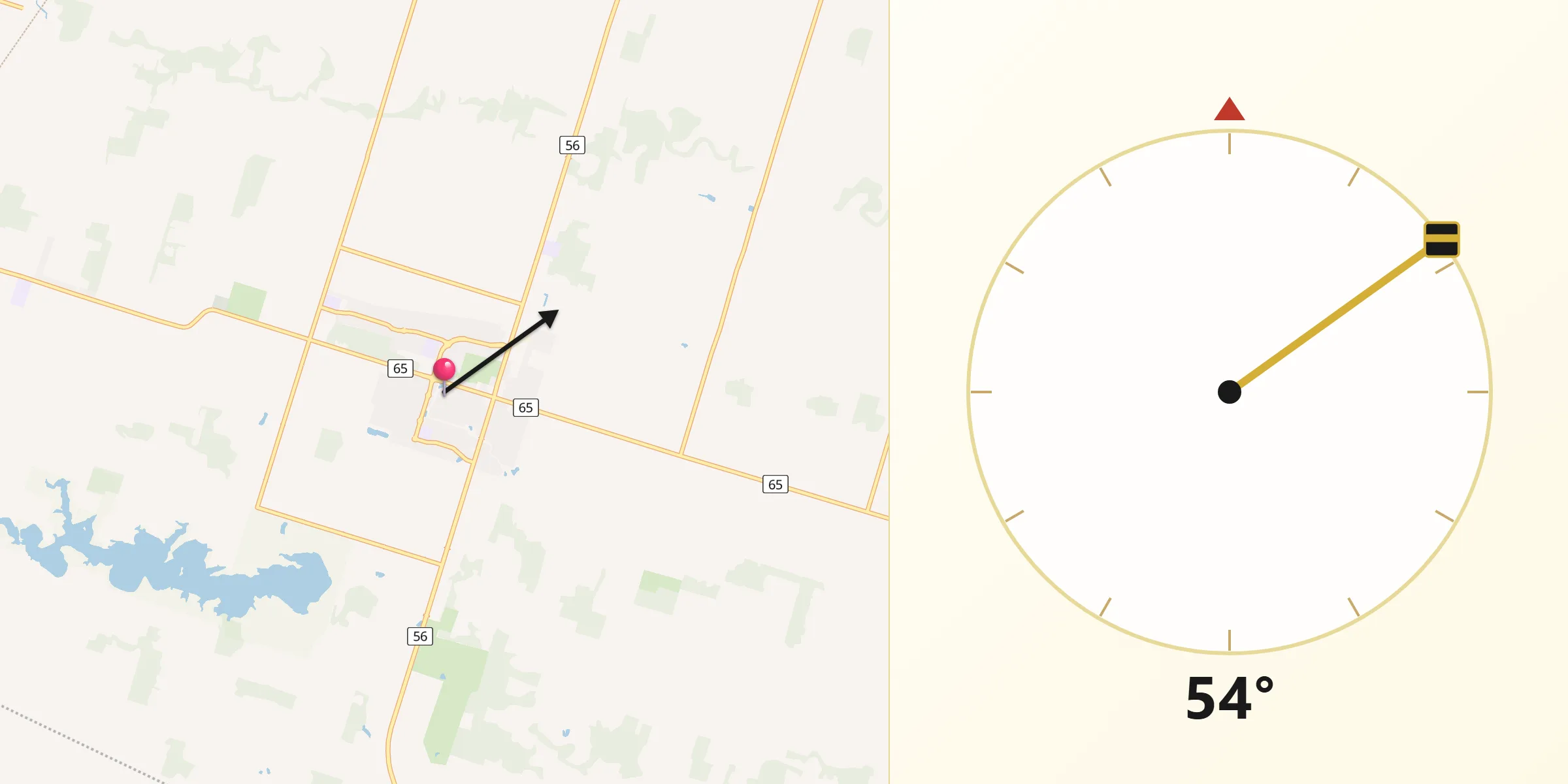 Qibla Direction from Binbrook
