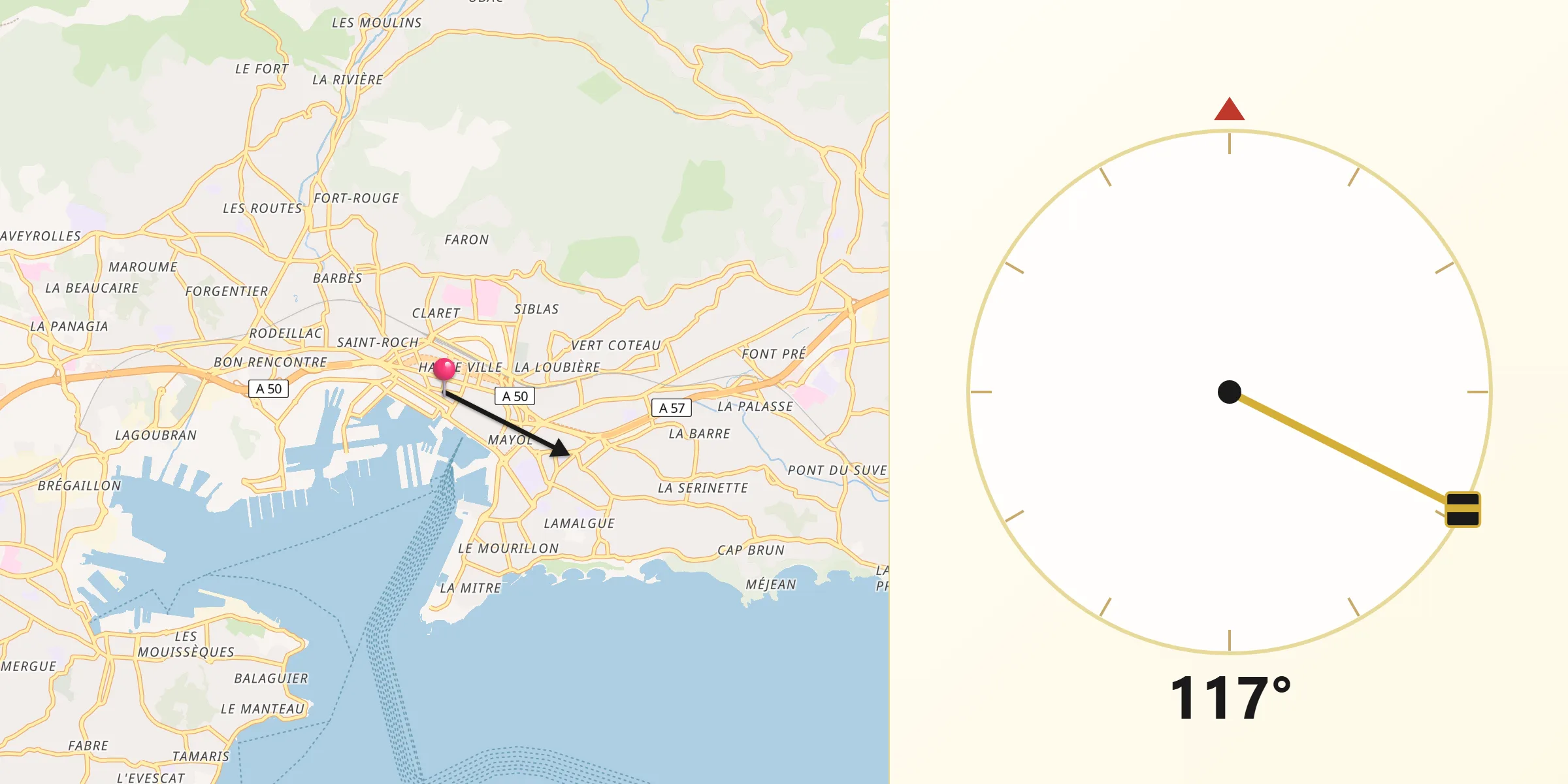 Direcția Qibla din Toulon