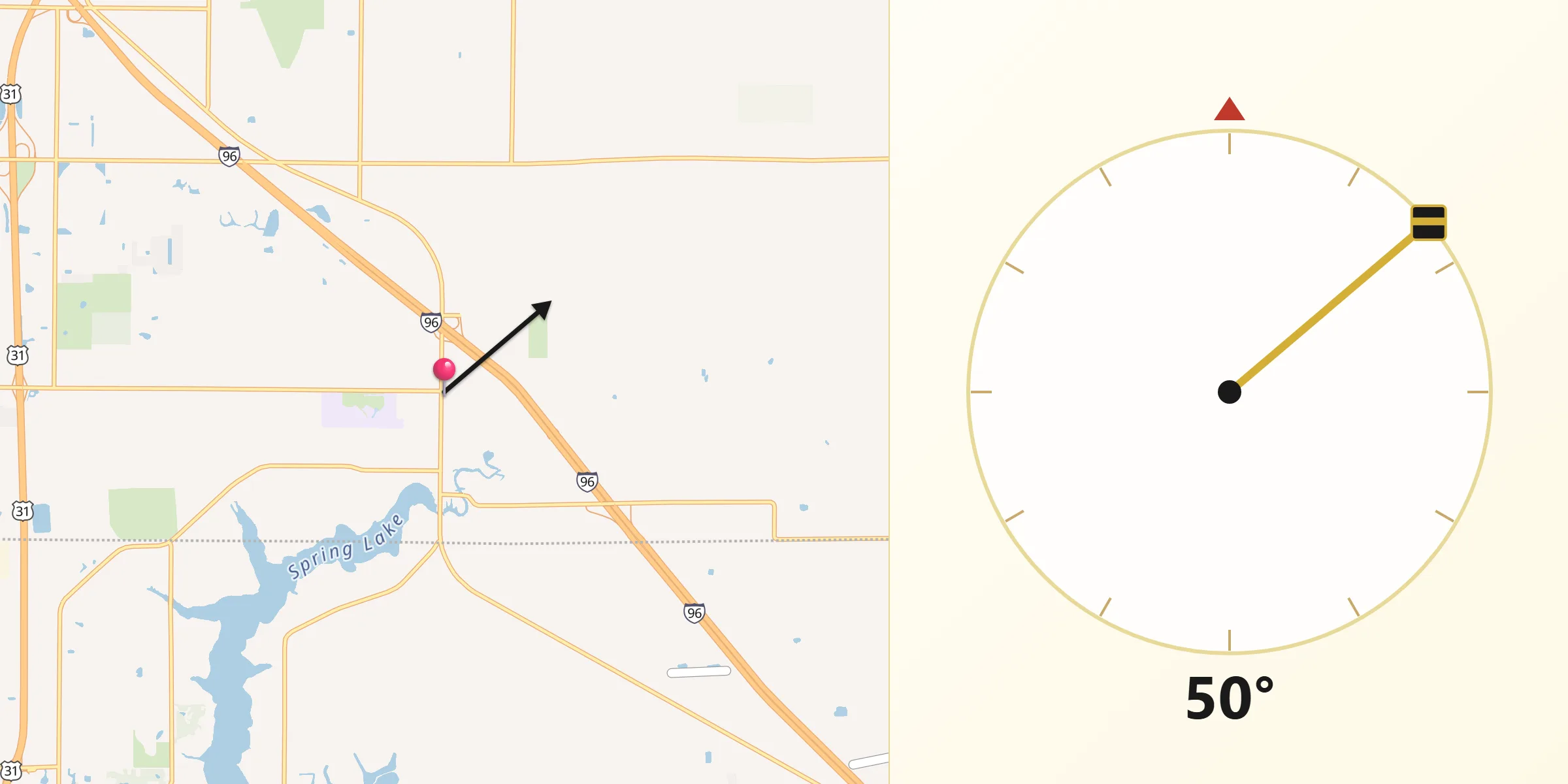 Qibla Direction from Fruitport