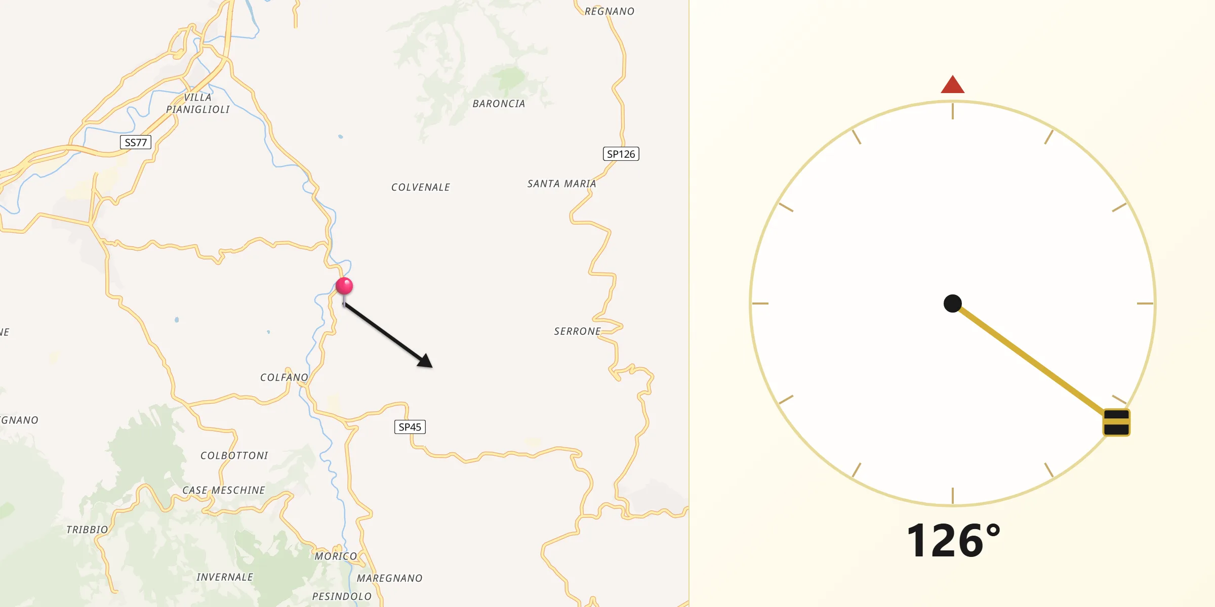 Direzione della Qibla da Camporotondo di Fiastrone