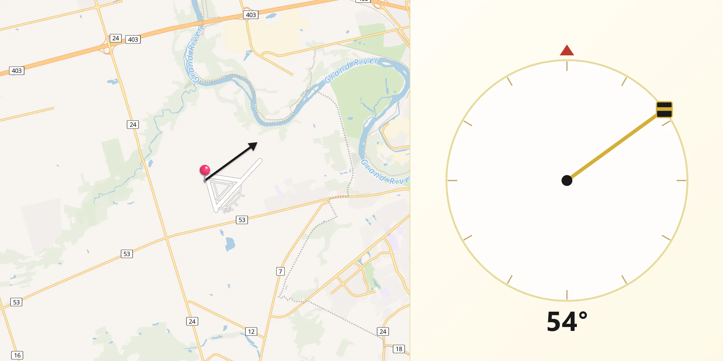 Qibla Direction from Brant