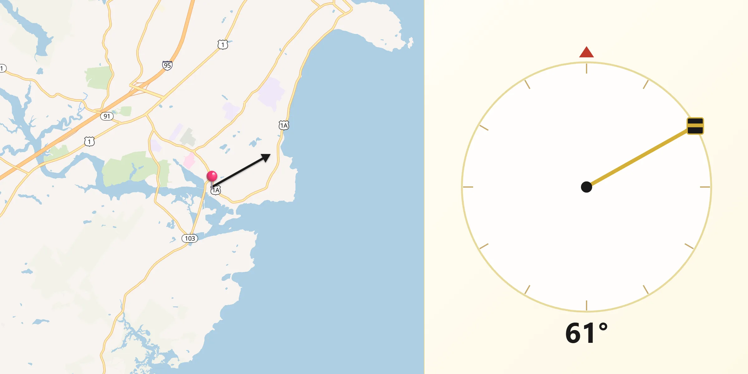 Qibla Direction from York Harbor
