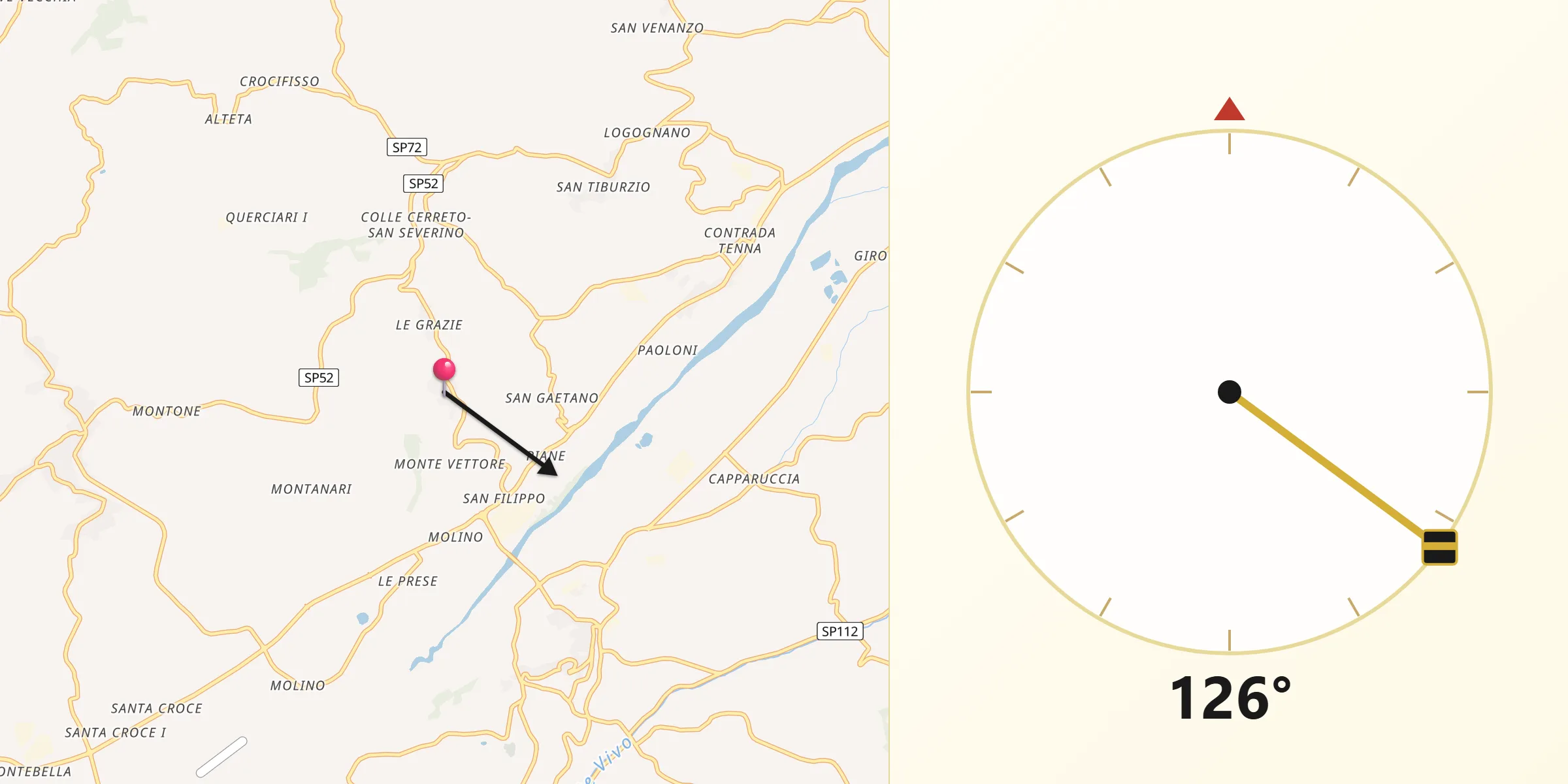 Direzione della Qibla da Magliano di Tenna