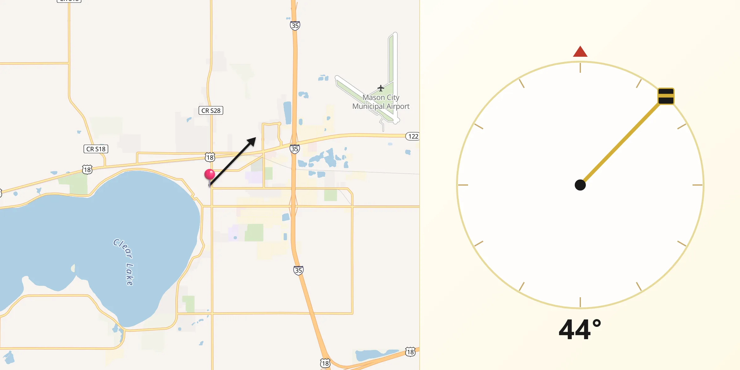 Qibla Direction from Clear Lake