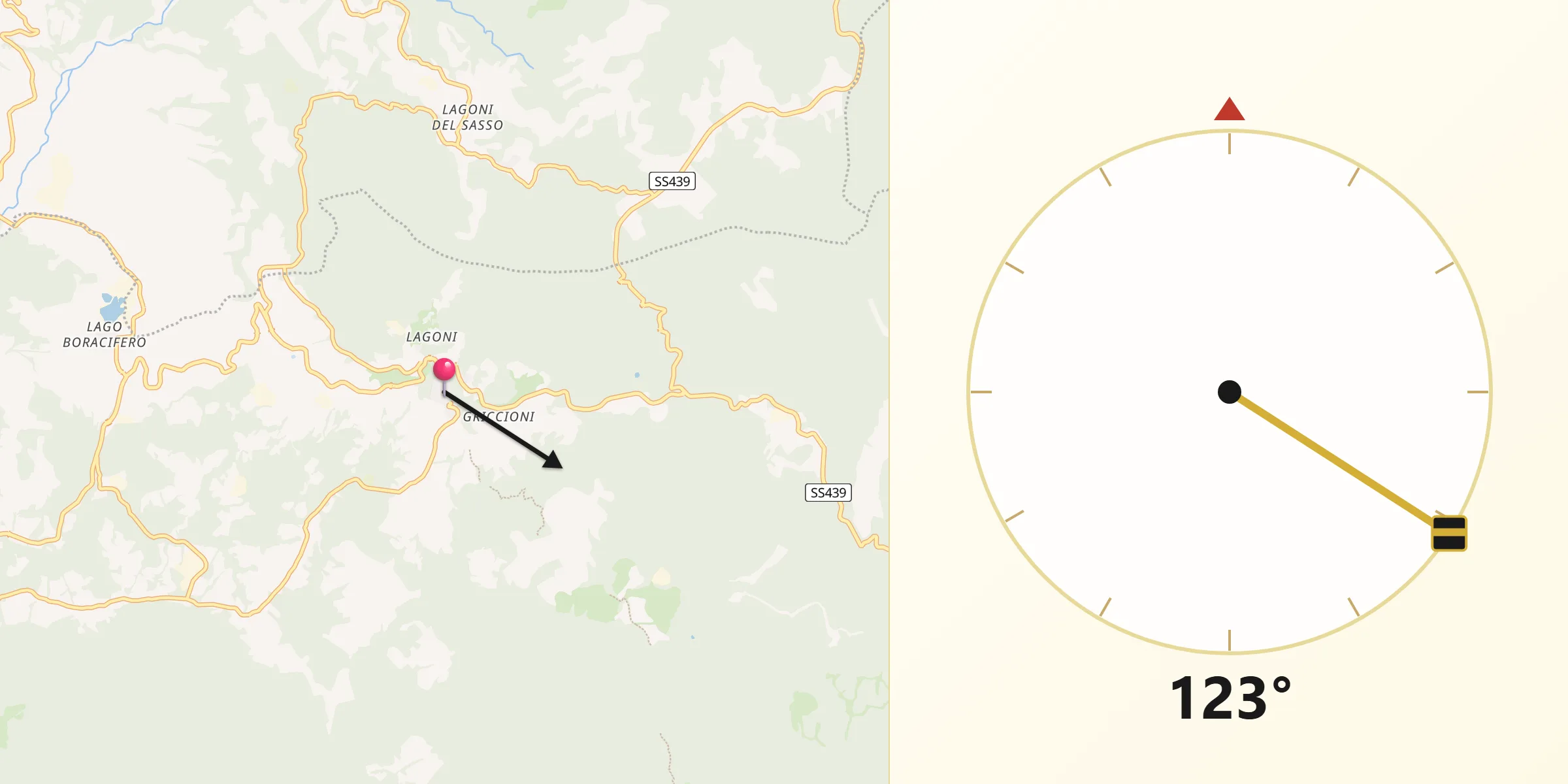 Direzione della Qibla da Monterotondo Marittimo