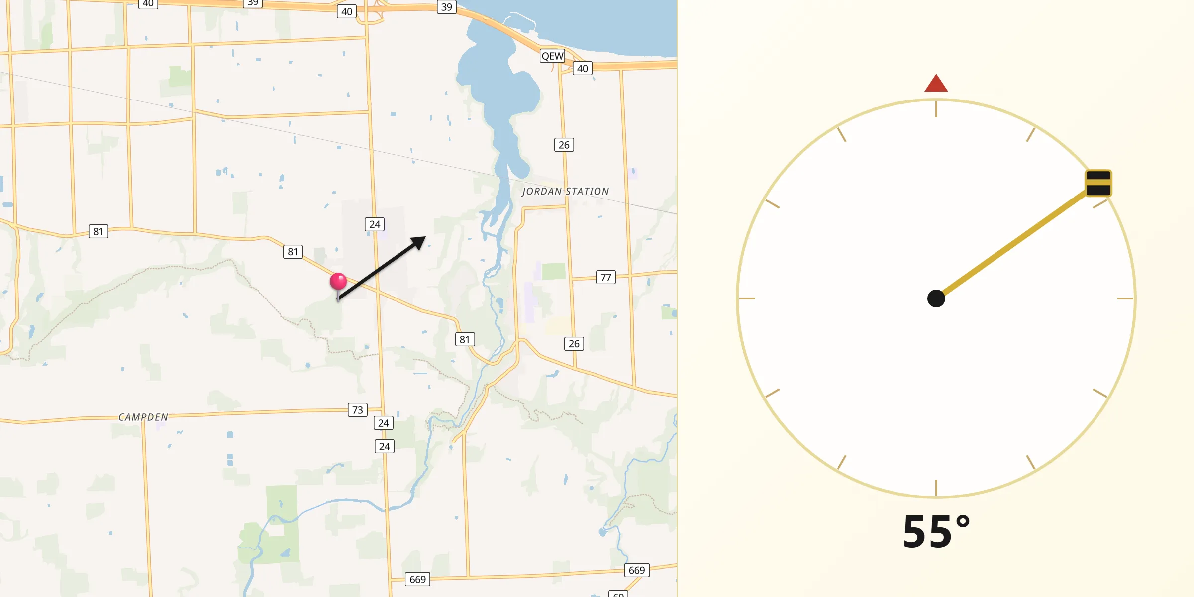 Qibla Direction from Vineland