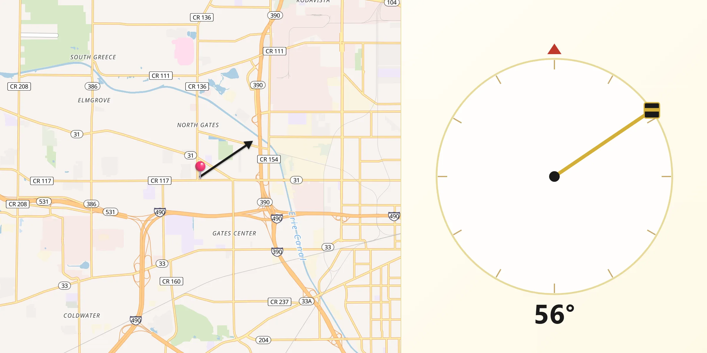Qibla Direction from Gates-North Gates