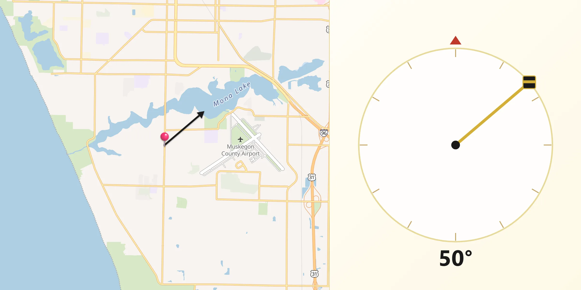 Qibla Direction from Norton Shores
