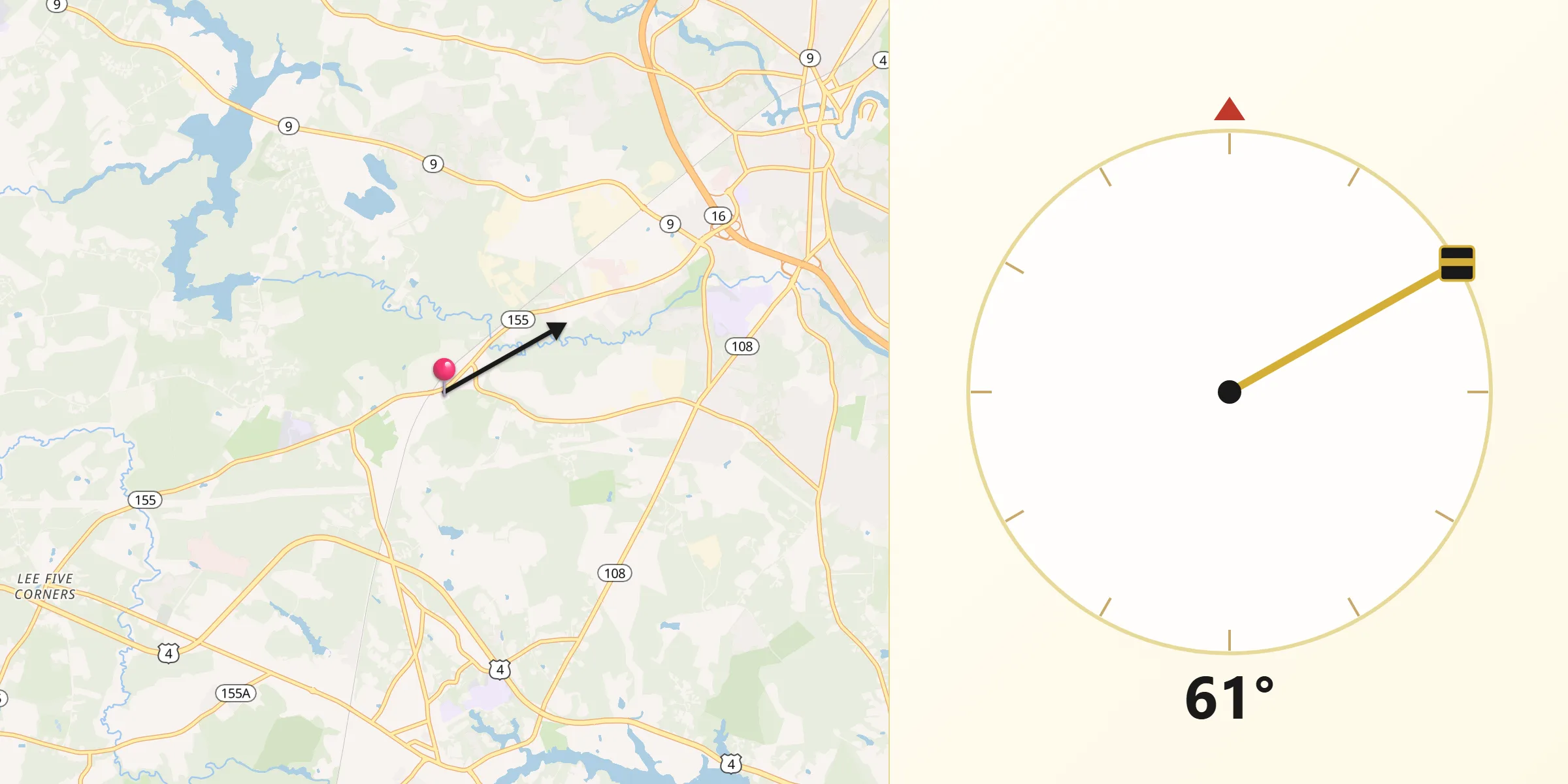 Qibla Direction from Madbury