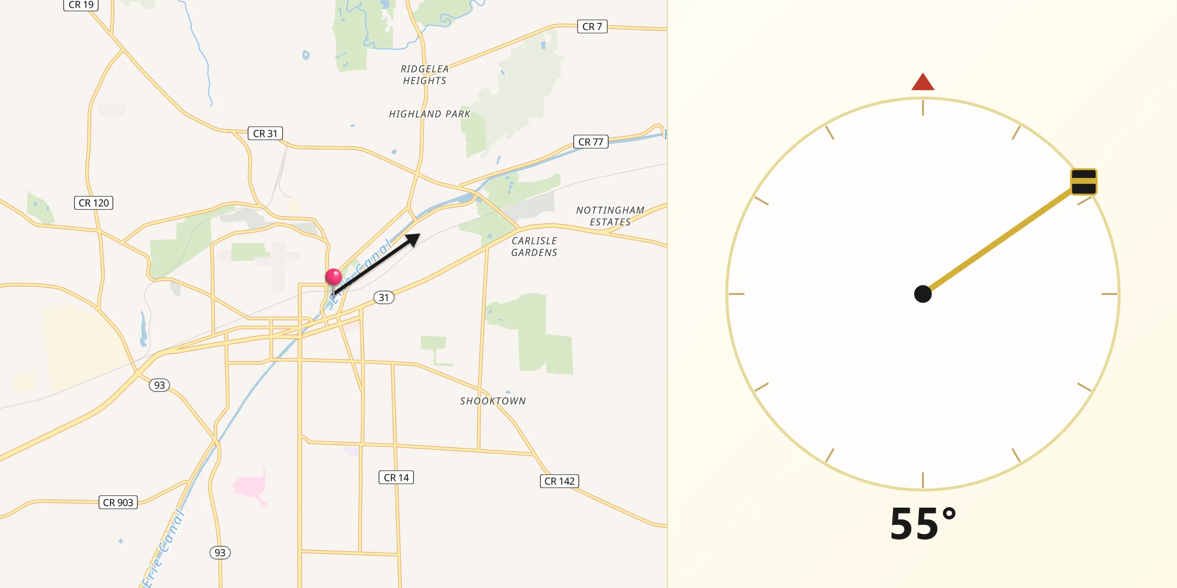 Qibla Direction from Niagara