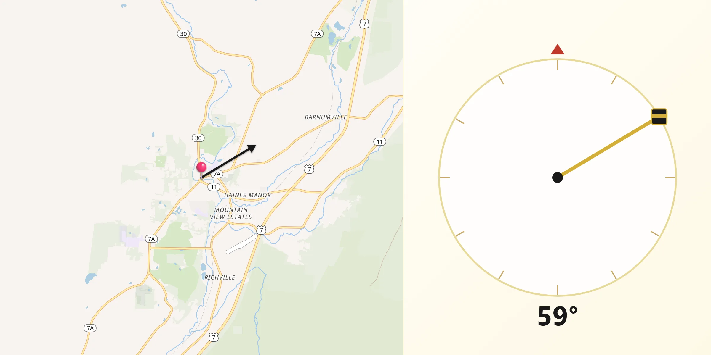 Qibla Direction from Manchester Center