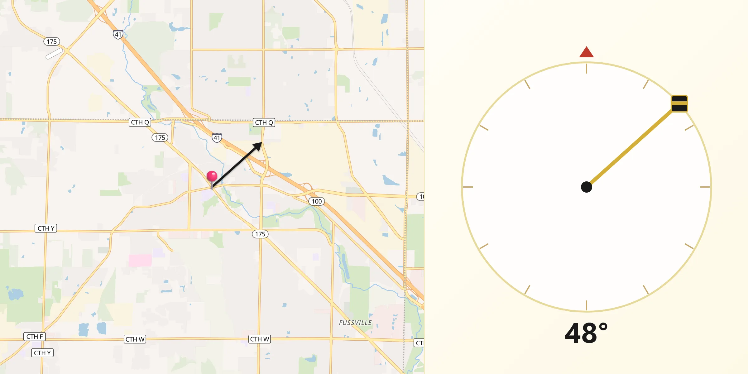 Qibla Direction from Menomonee Falls