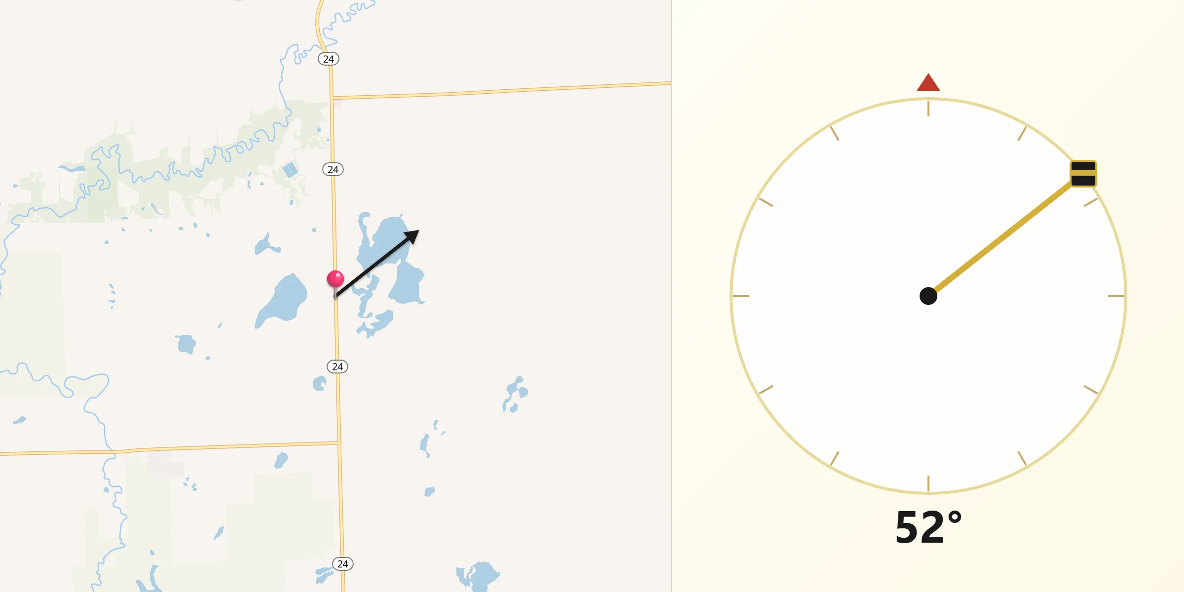 Qibla Direction from Barnes Lake-Millers Lake