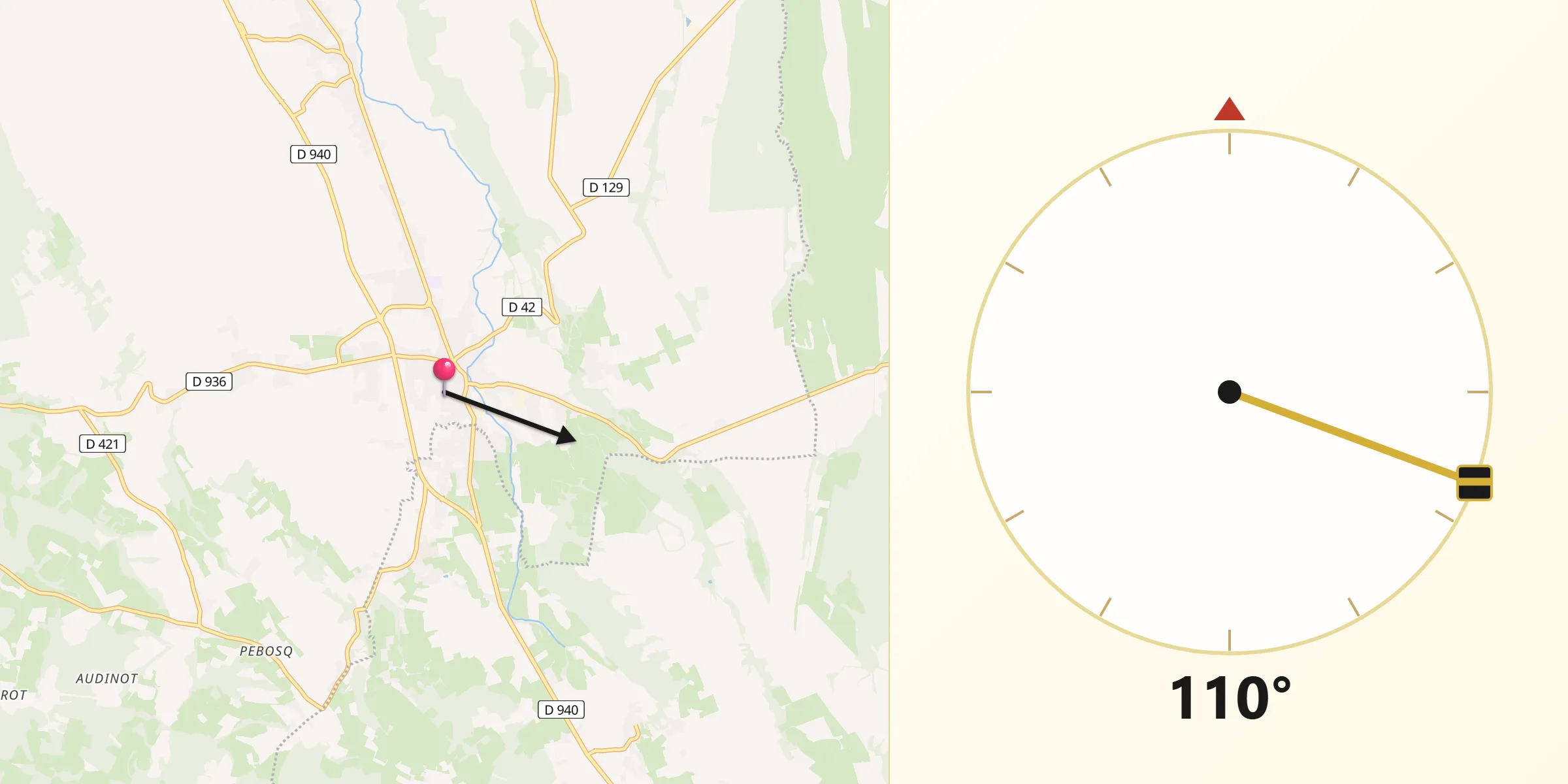 Direction vers la Qibla depuis Pontacq