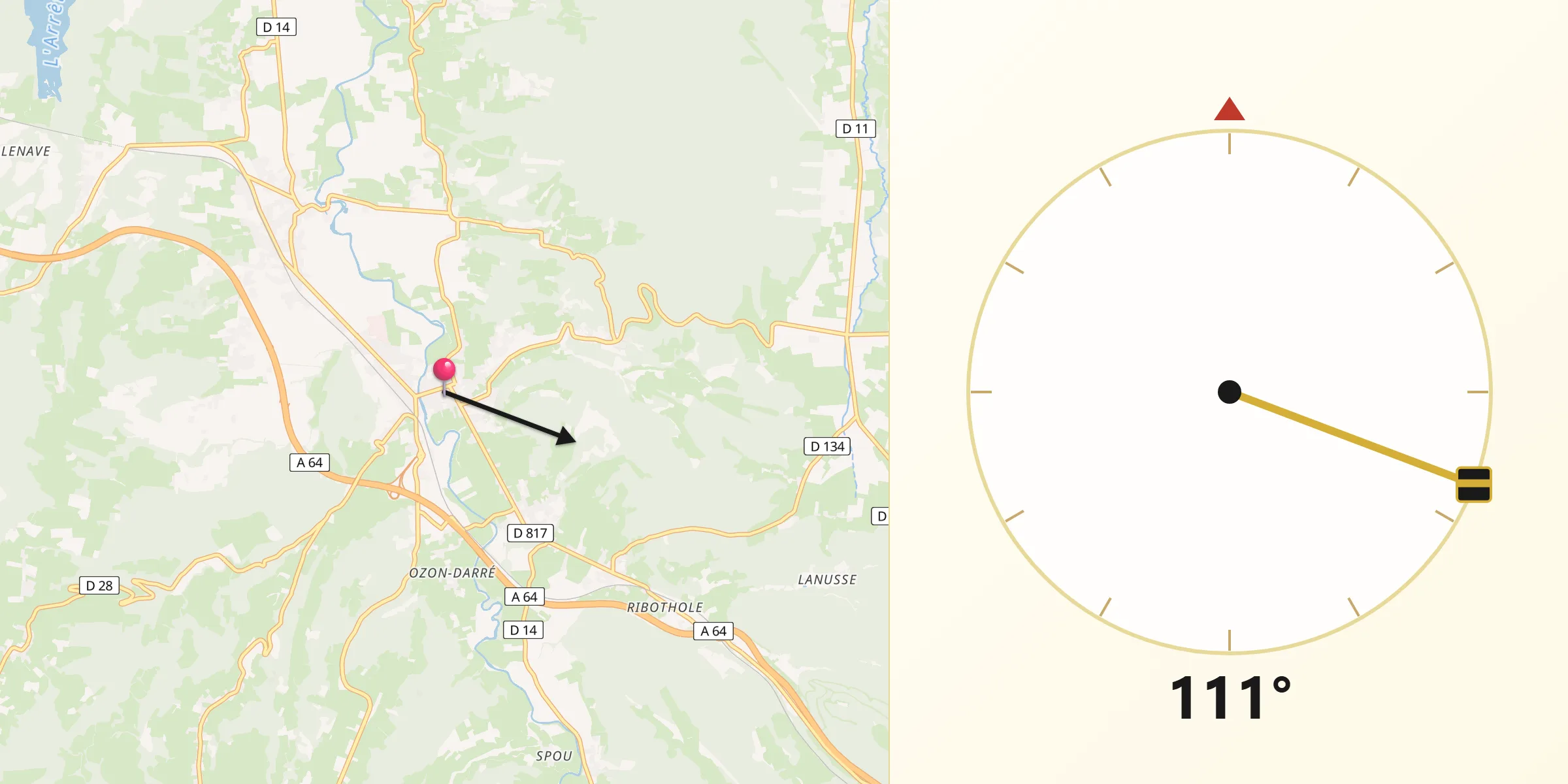 Direction vers la Qibla depuis Tournay
