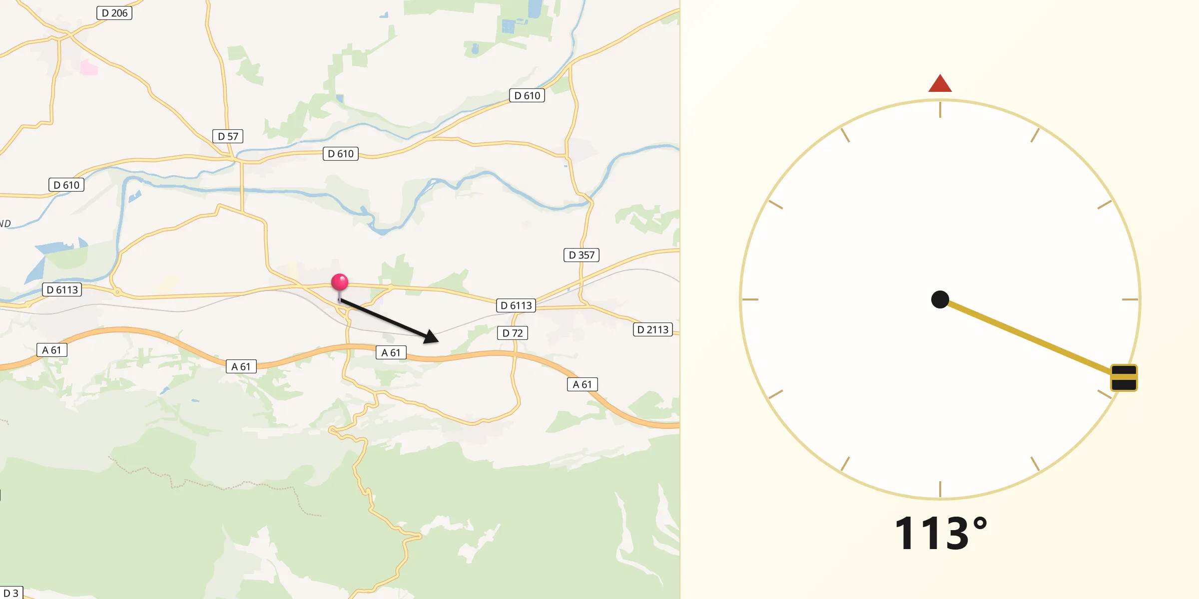 Direction vers la Qibla depuis Capendu