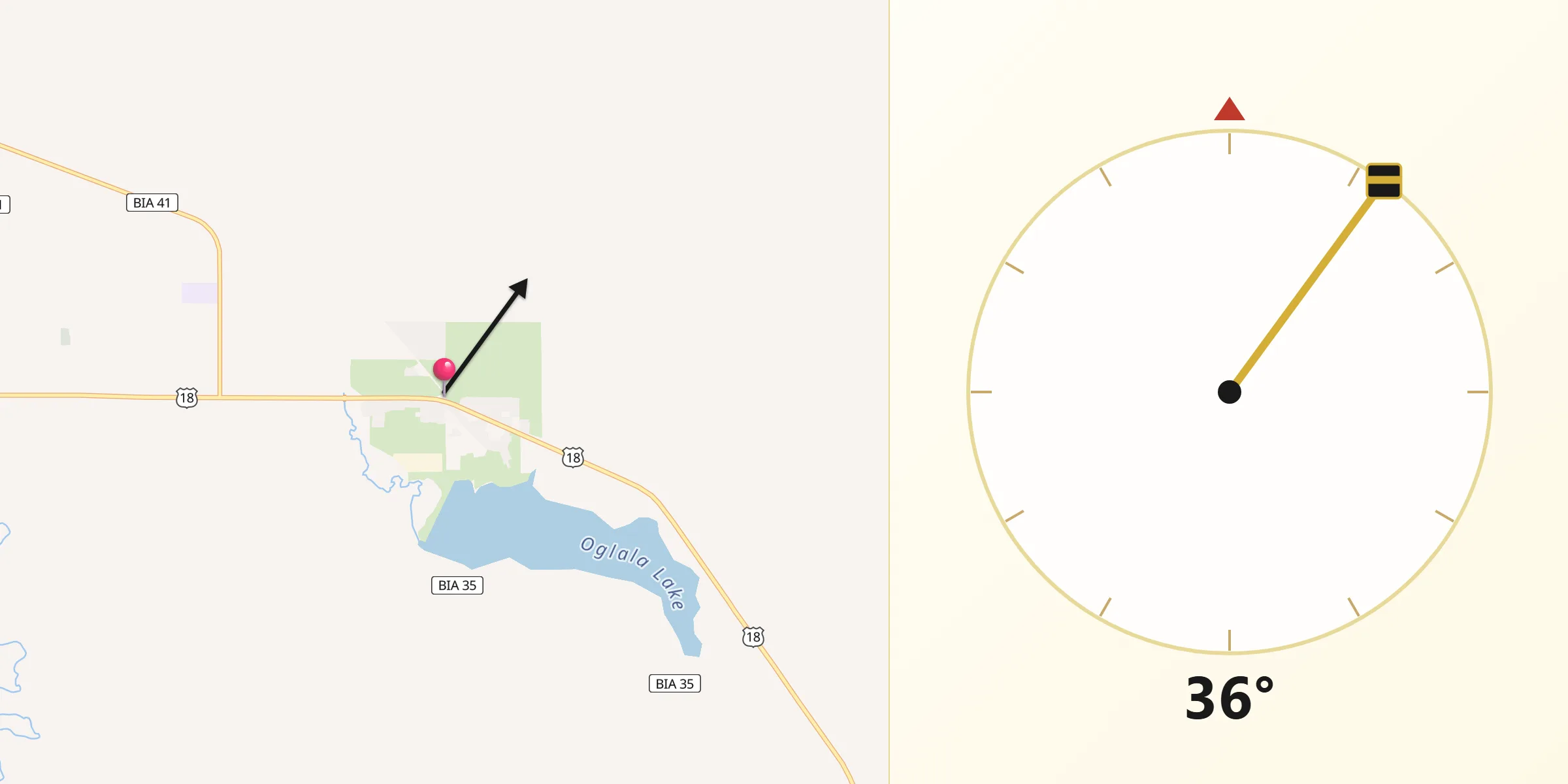 Qibla Direction from Oglala