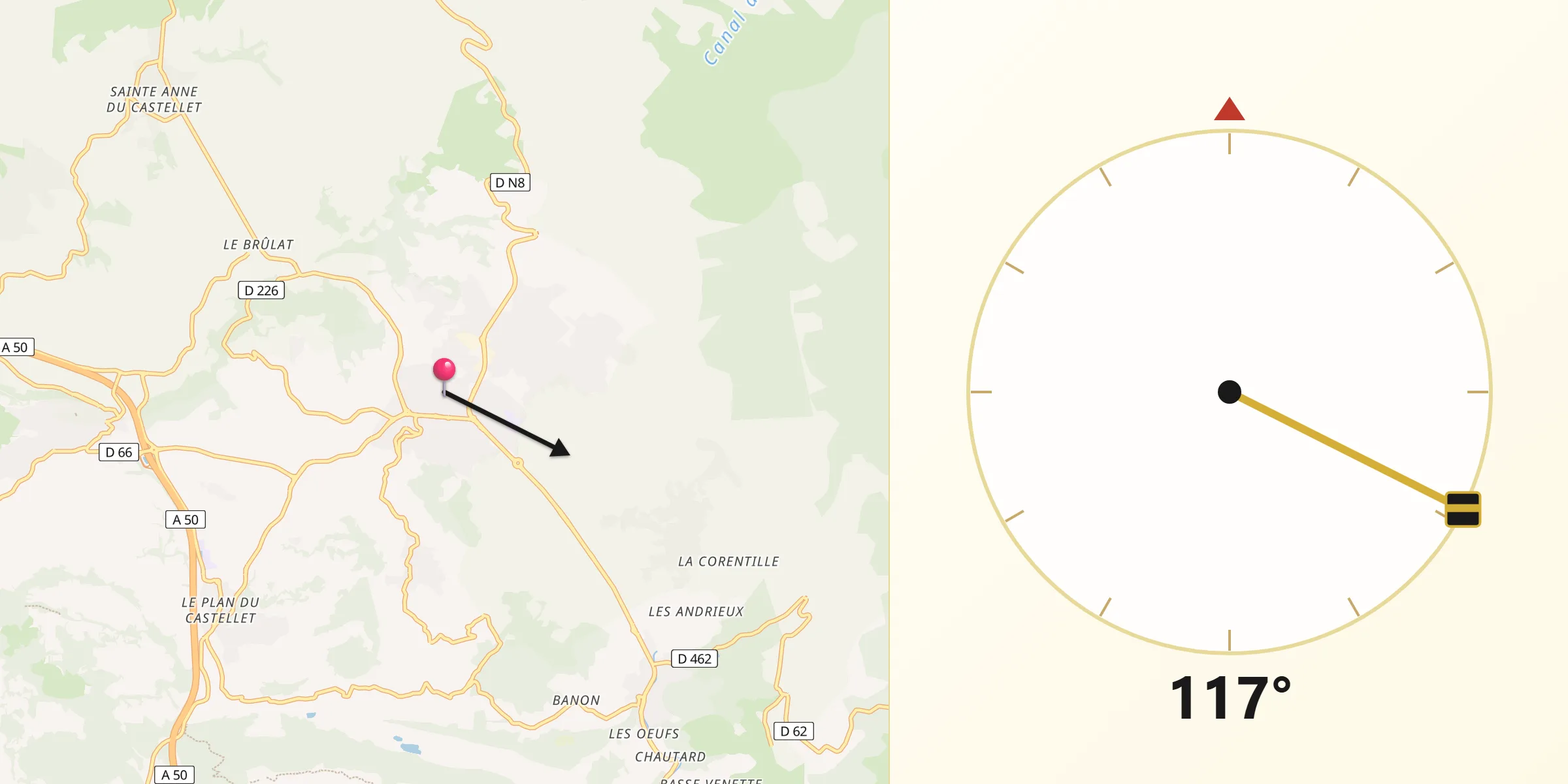 Direction vers la Qibla depuis Le Beausset