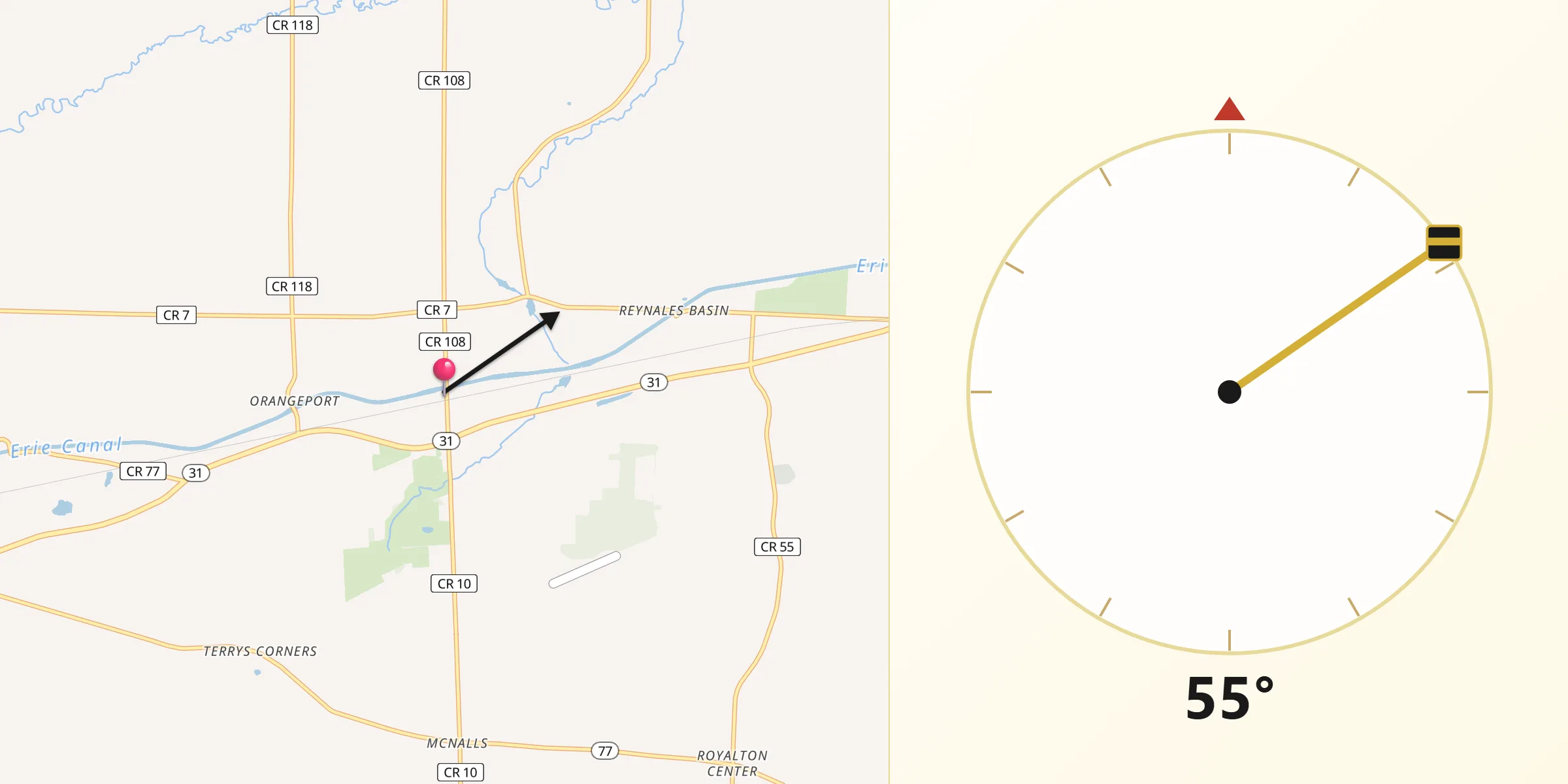 Qibla Direction from Gasport