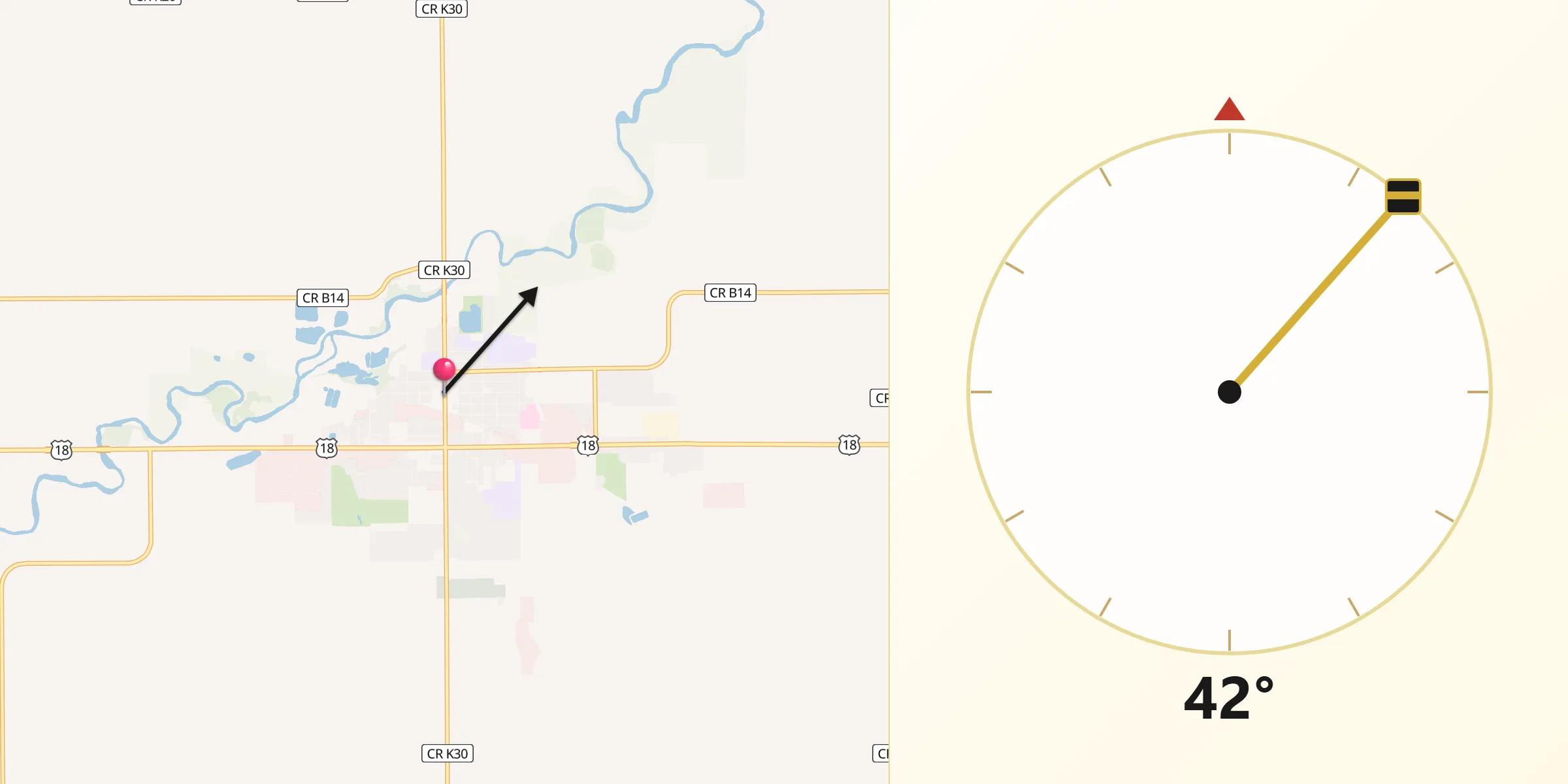 Qibla Direction from Rock Valley