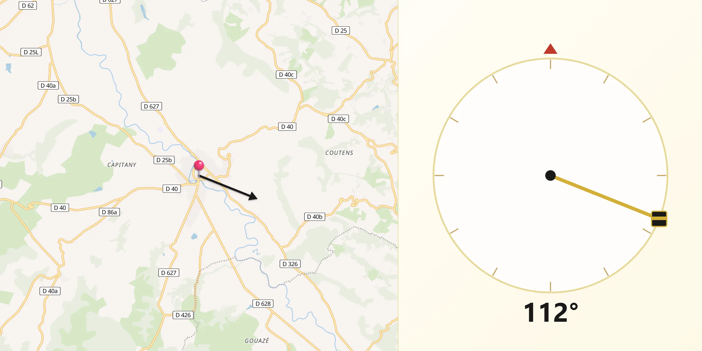 Direction vers la Qibla depuis Montesquieu-Volvestre