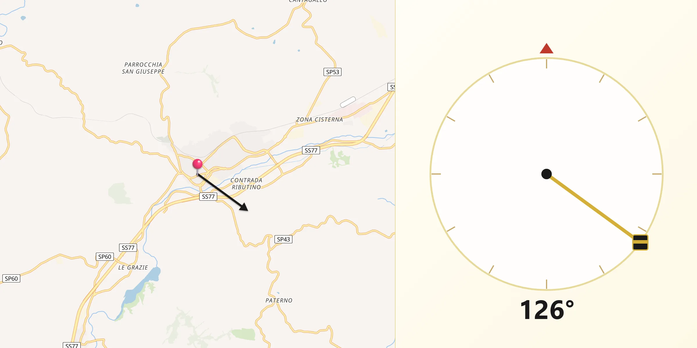 Direzione della Qibla da Tolentino