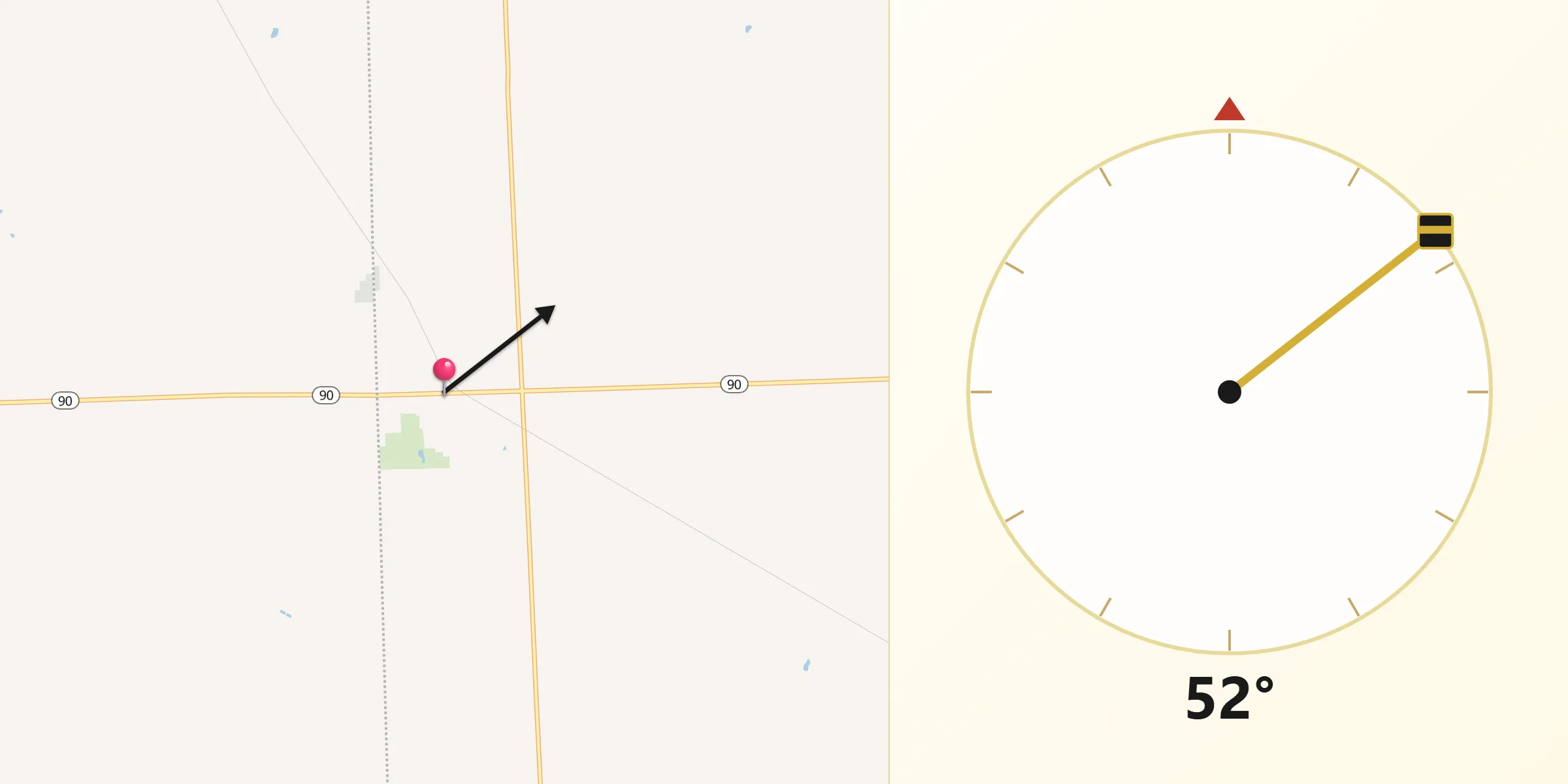 Qibla Direction from Brown City