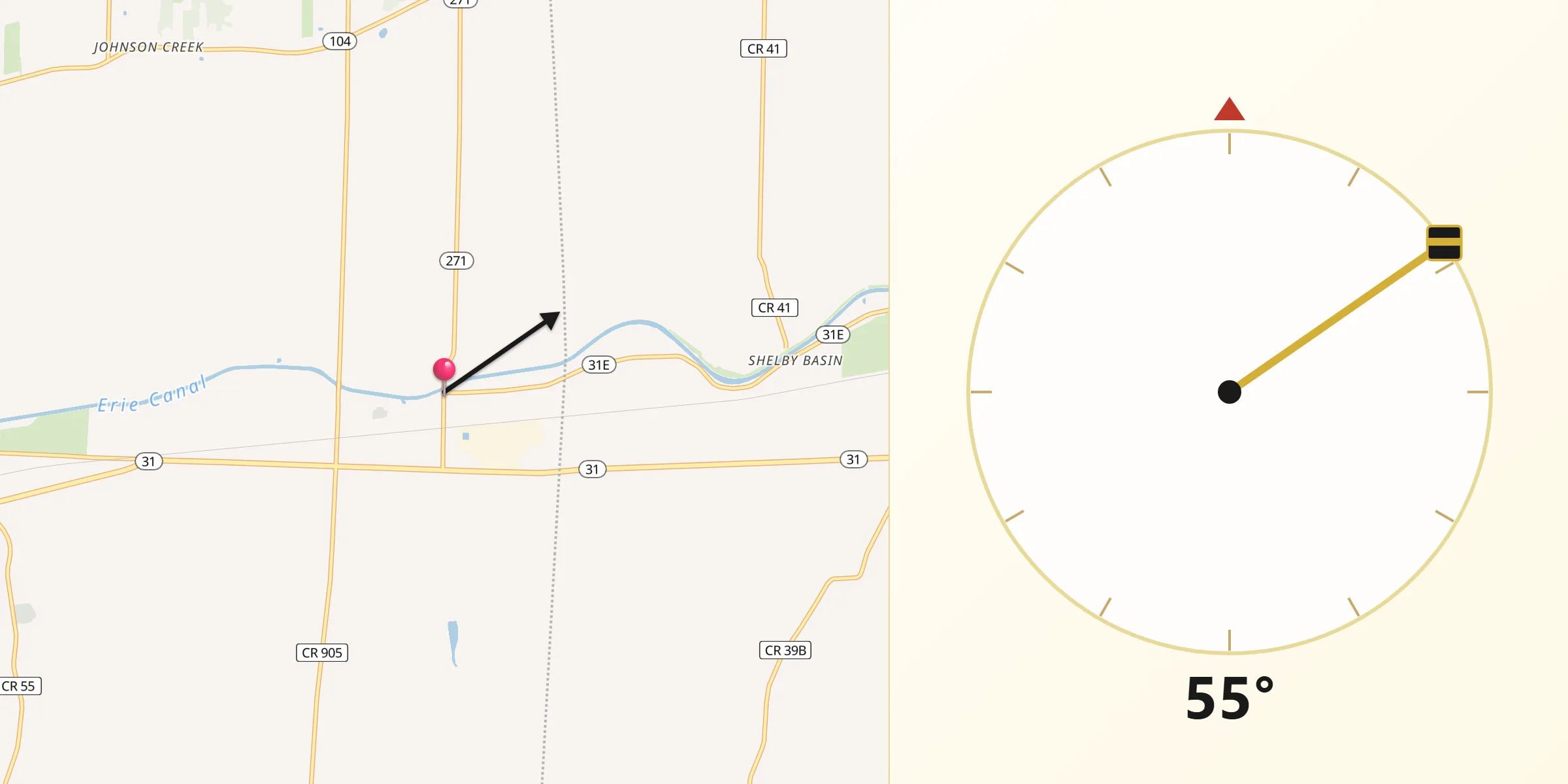 Qibla Direction from Middleport