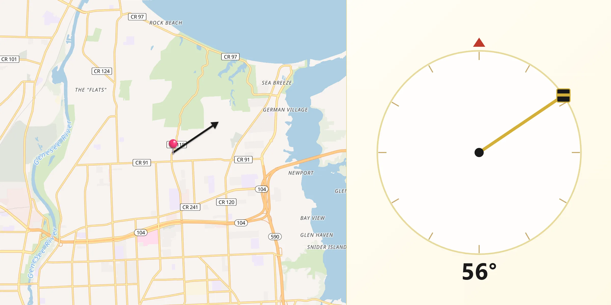 Qibla Direction from Irondequoit