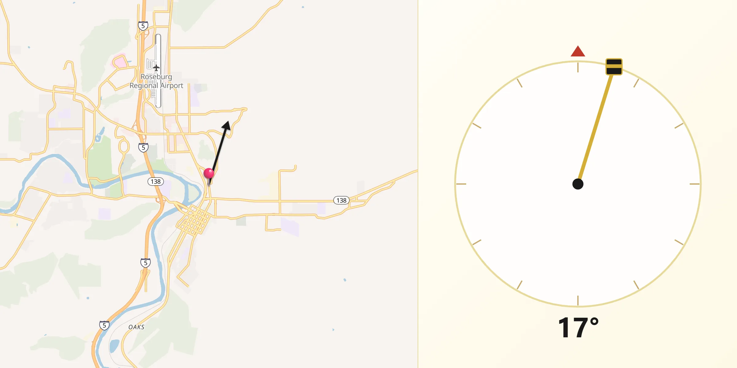Qibla Direction from Roseburg
