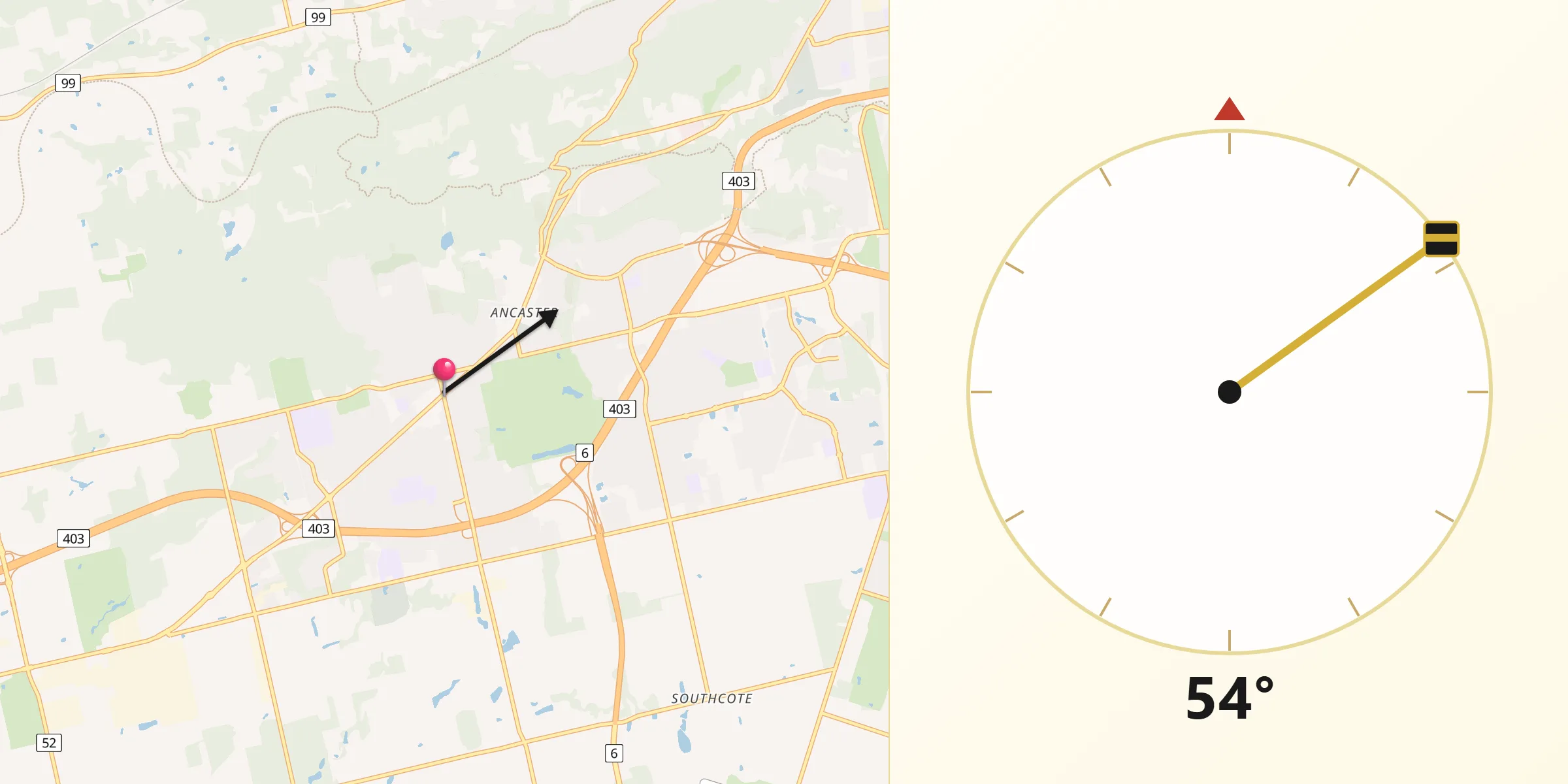 Qibla Direction from Ancaster