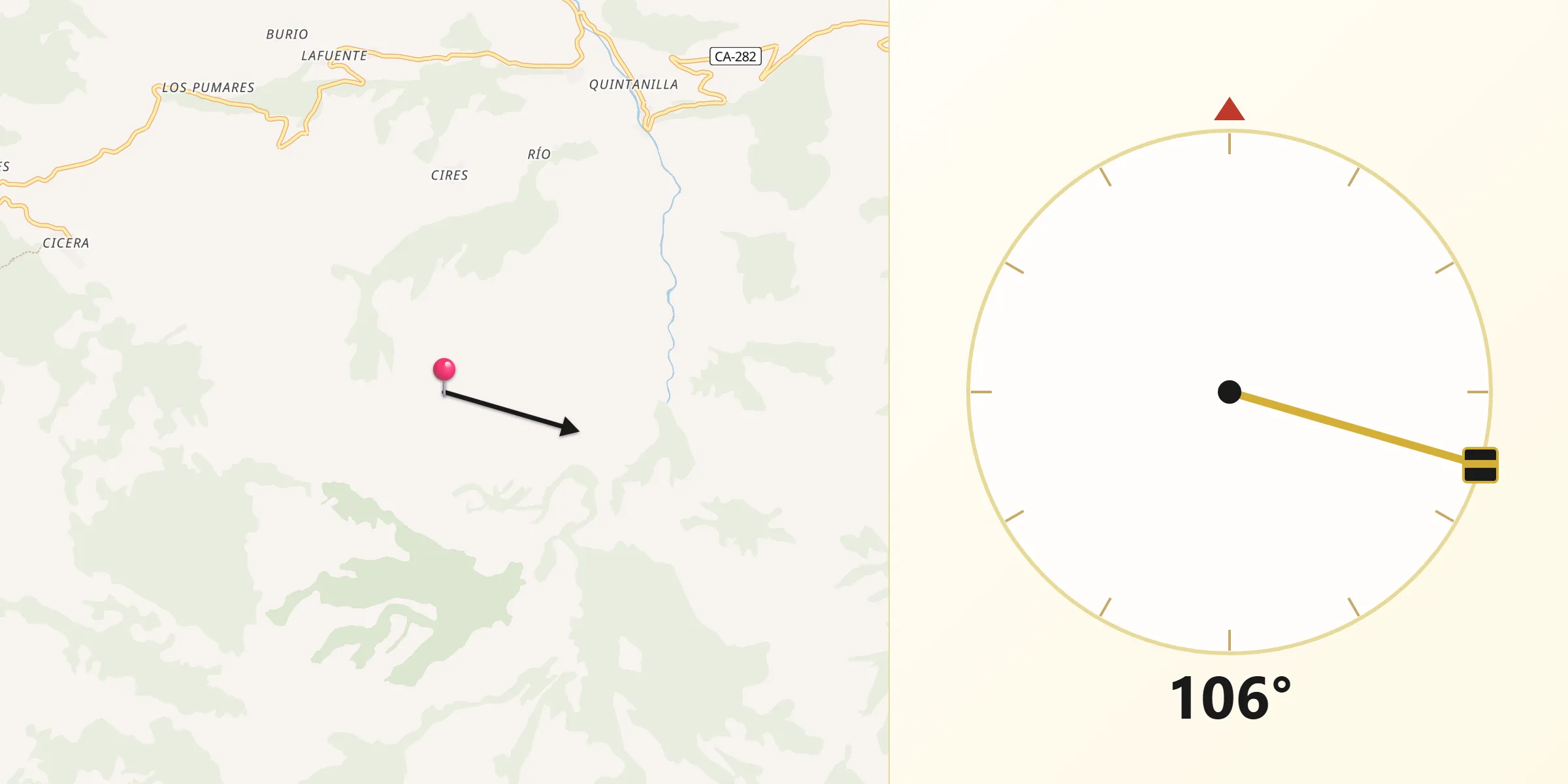 Dirección de la Qibla desde Lamasón