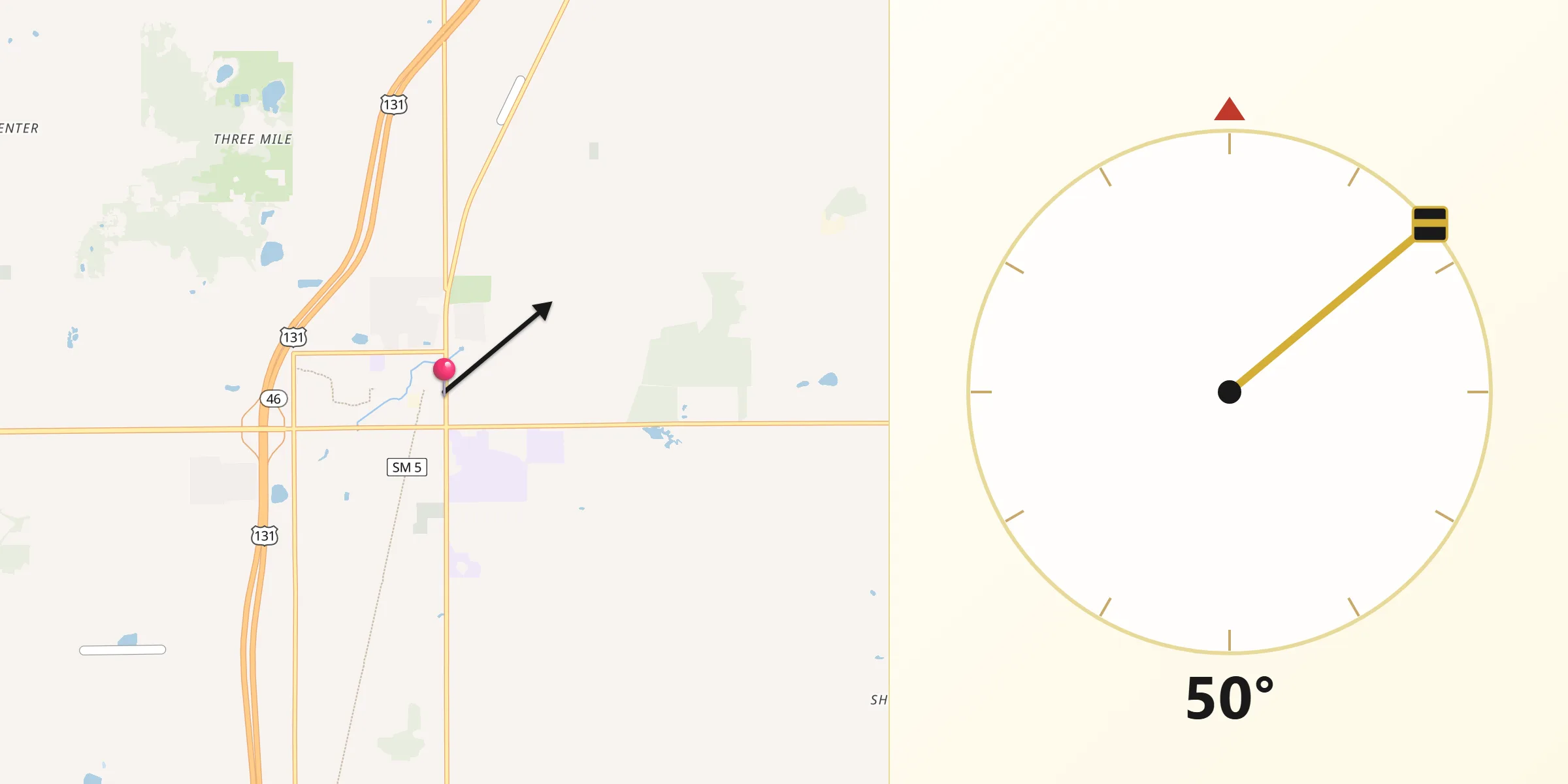 Qibla Direction from Cedar Springs