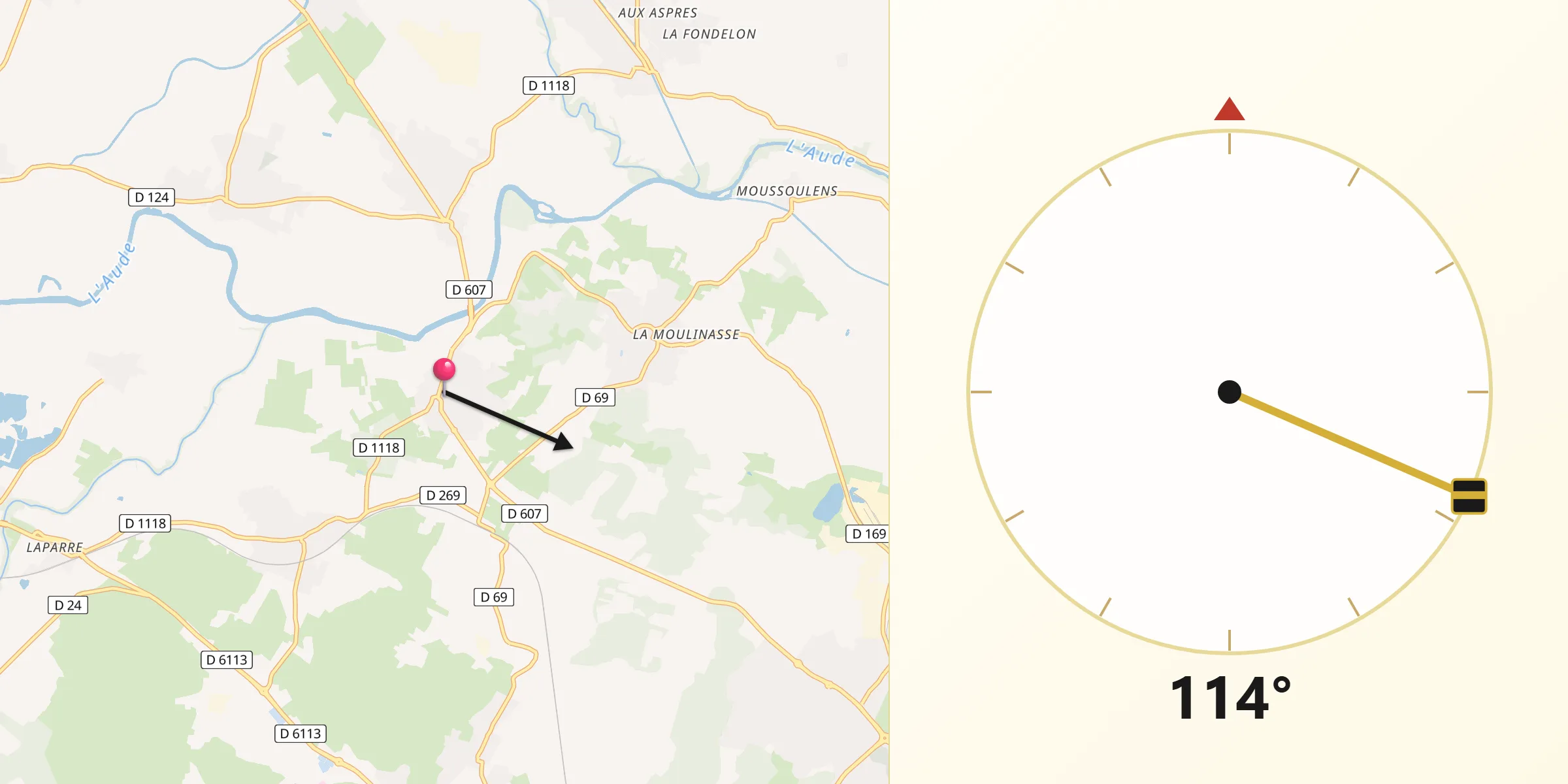 Direction vers la Qibla depuis Marcorignan
