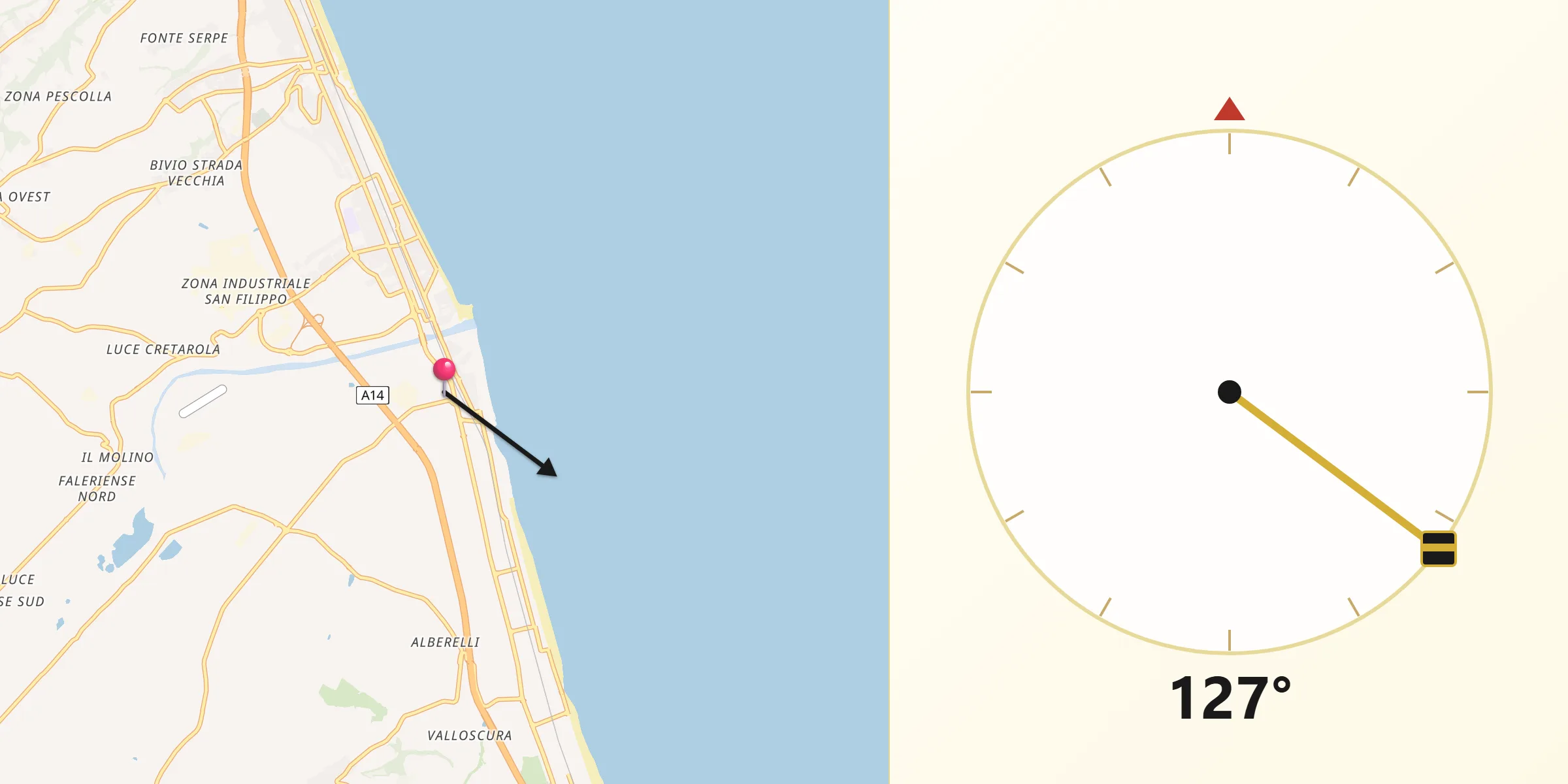 Direzione della Qibla da San Tommaso Tre Archi