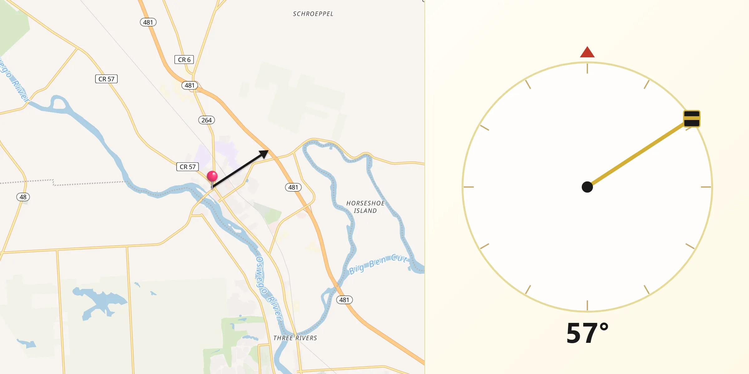 Dirección de la Qibla desde Phoenix
