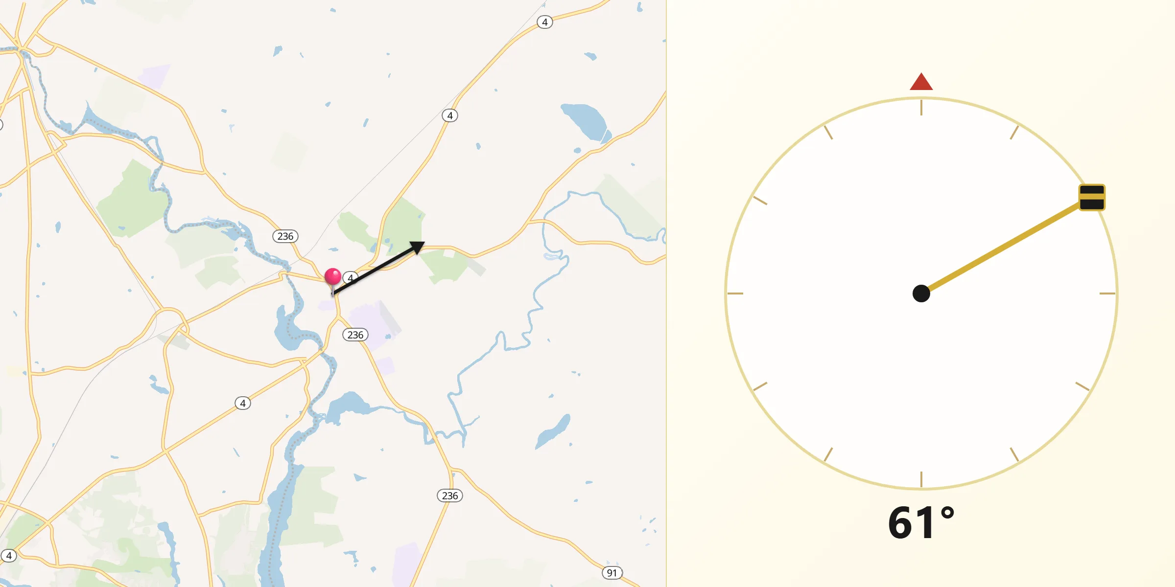 Qibla Direction from South Berwick