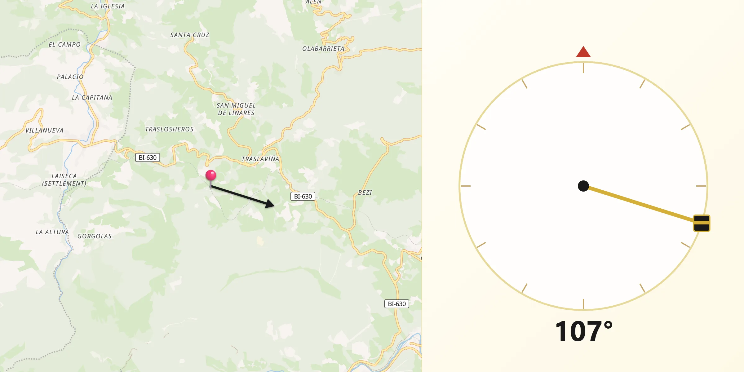 Dirección de la Qibla desde Artzentales