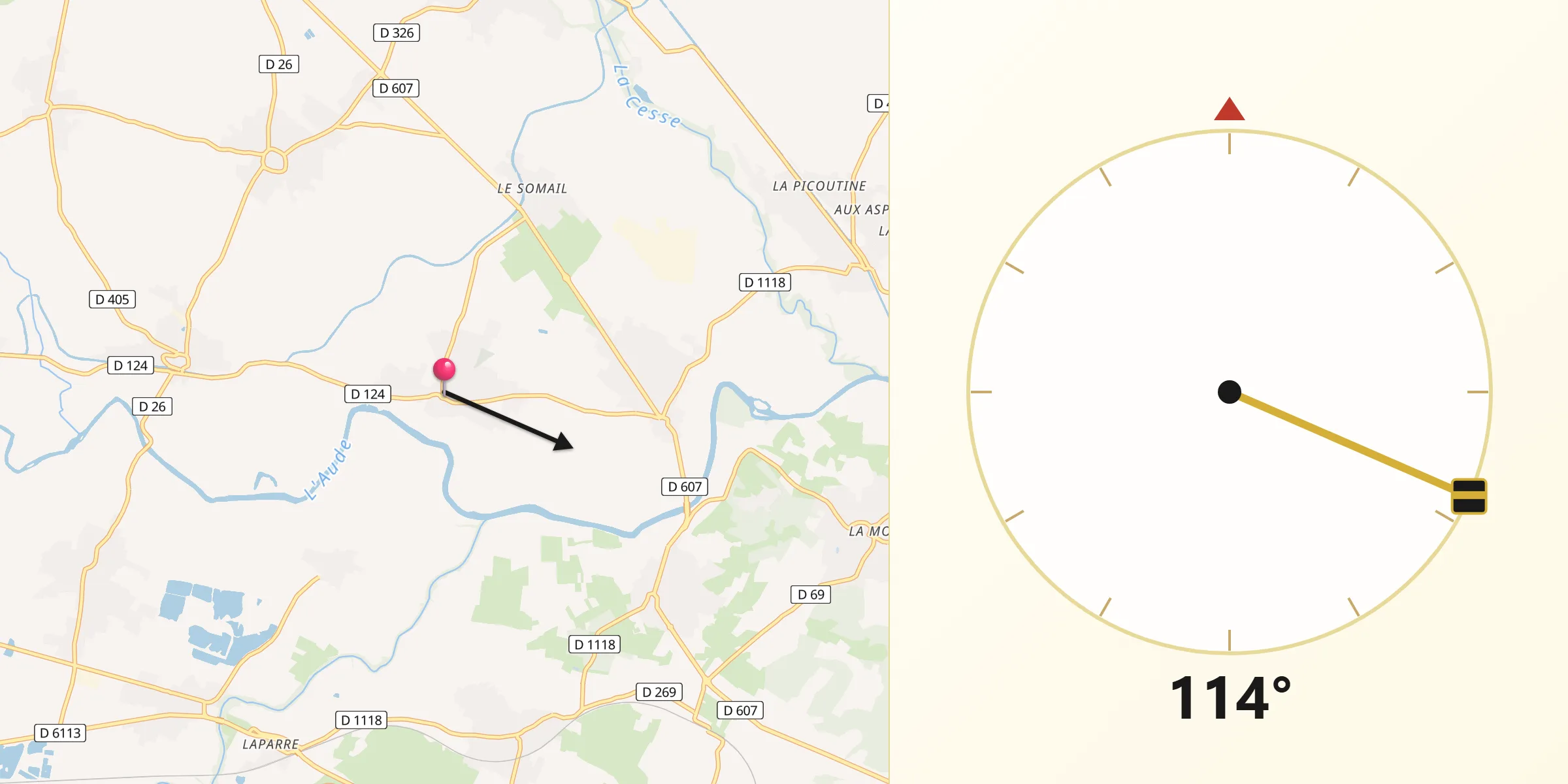 Direction vers la Qibla depuis Saint-Nazaire-d’Aude
