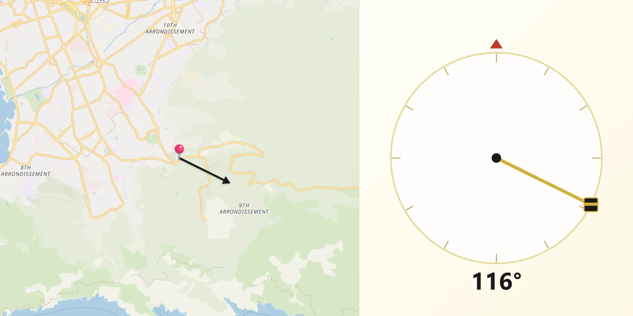 Direction vers la Qibla depuis Le Redon