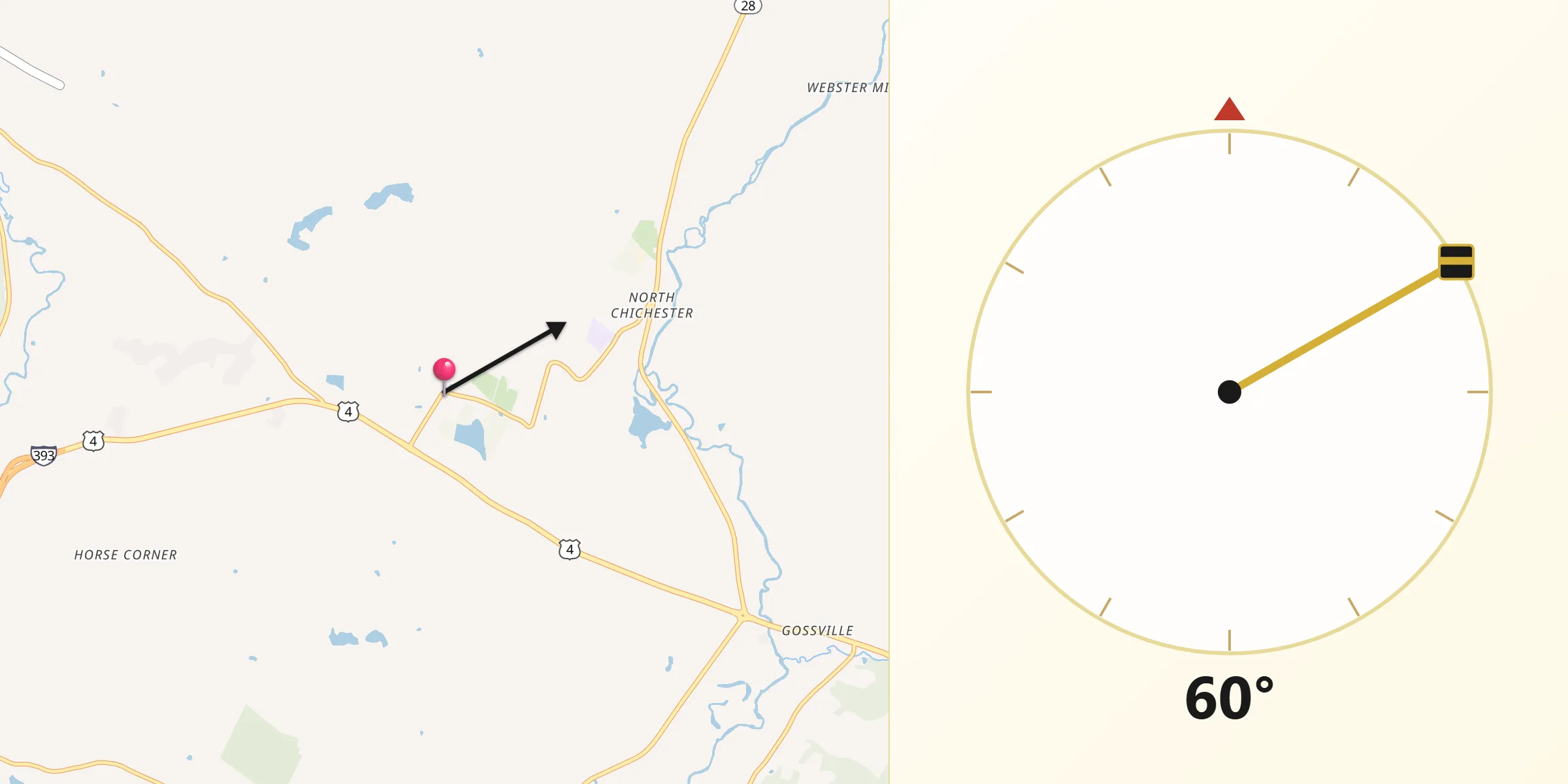 Qibla Direction from Chichester