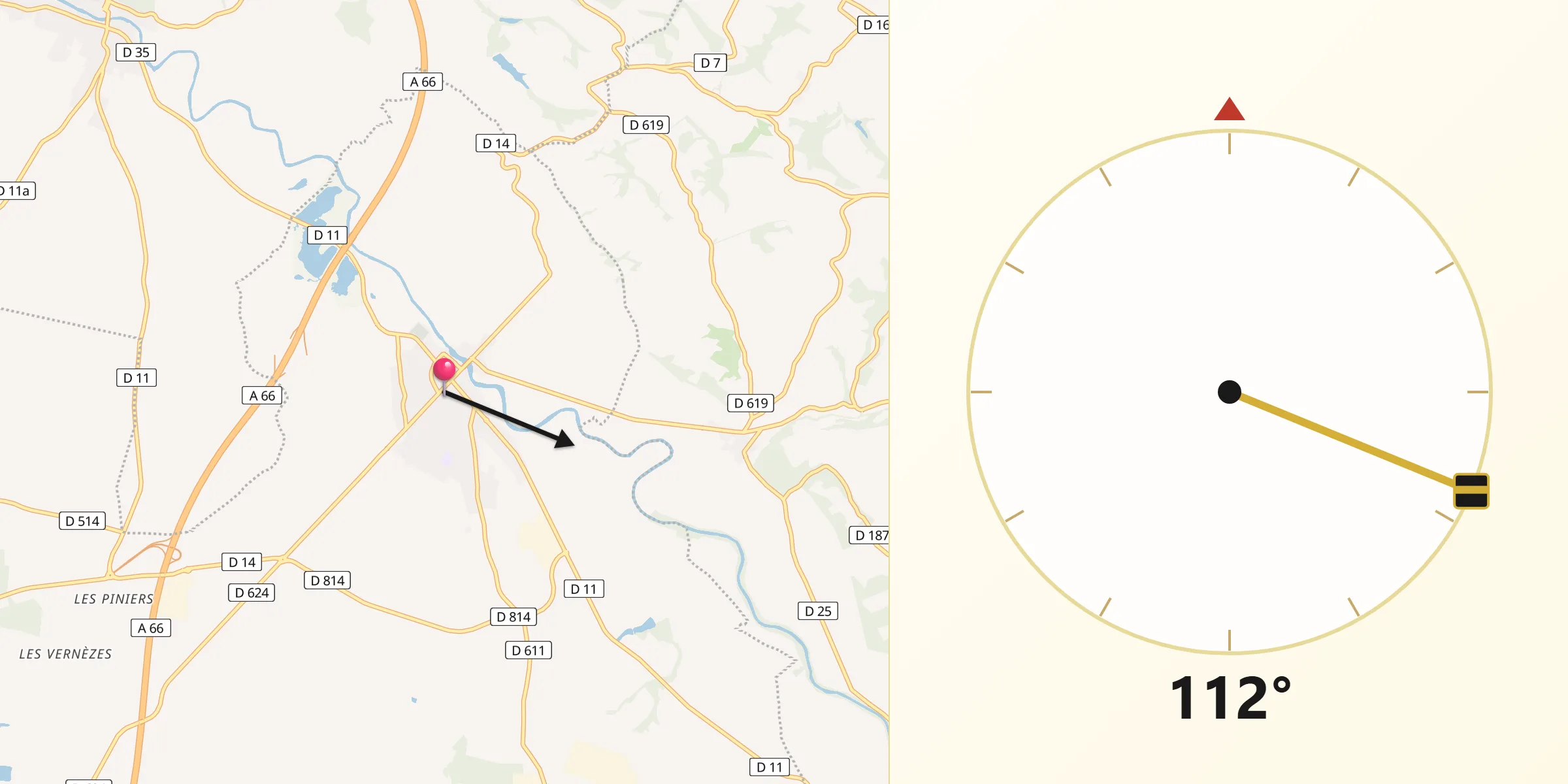 Direction vers la Qibla depuis Mazères