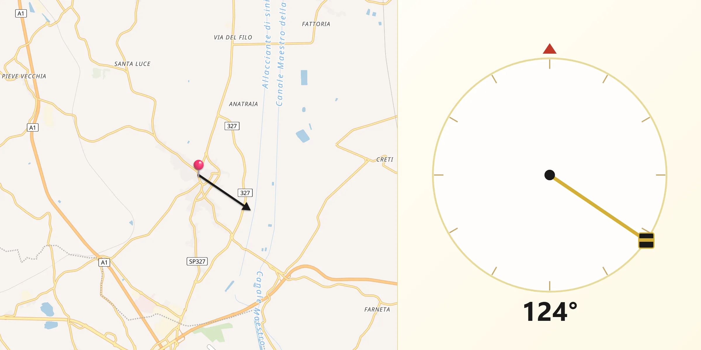 Direzione della Qibla da Foiano della Chiana