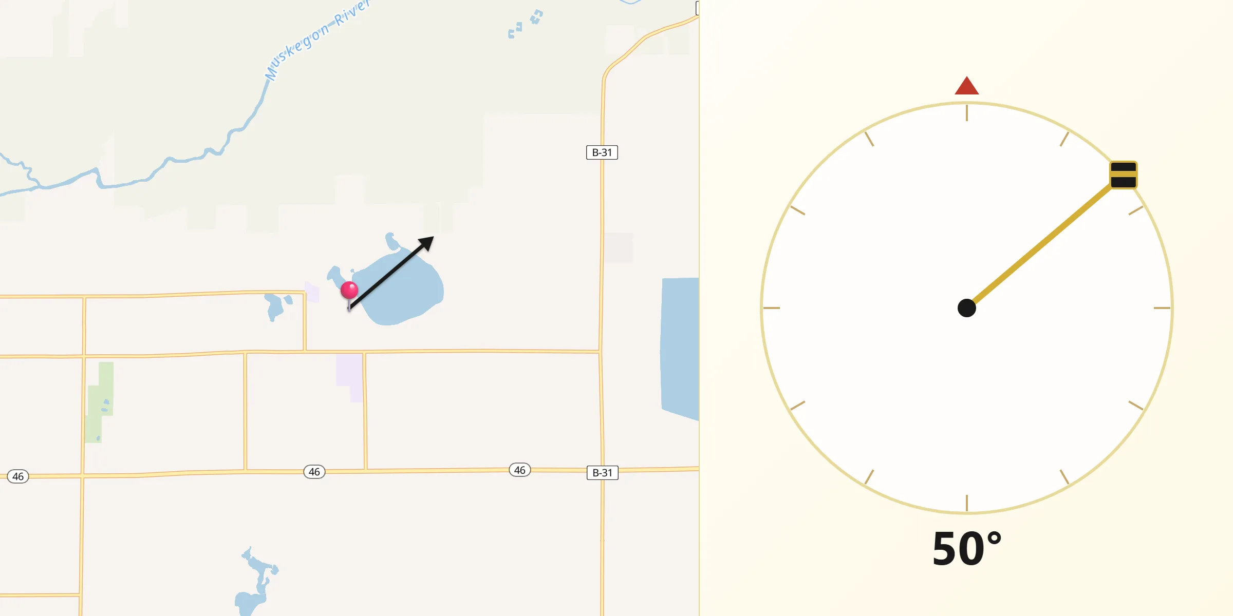 Qibla Direction from Wolf Lake