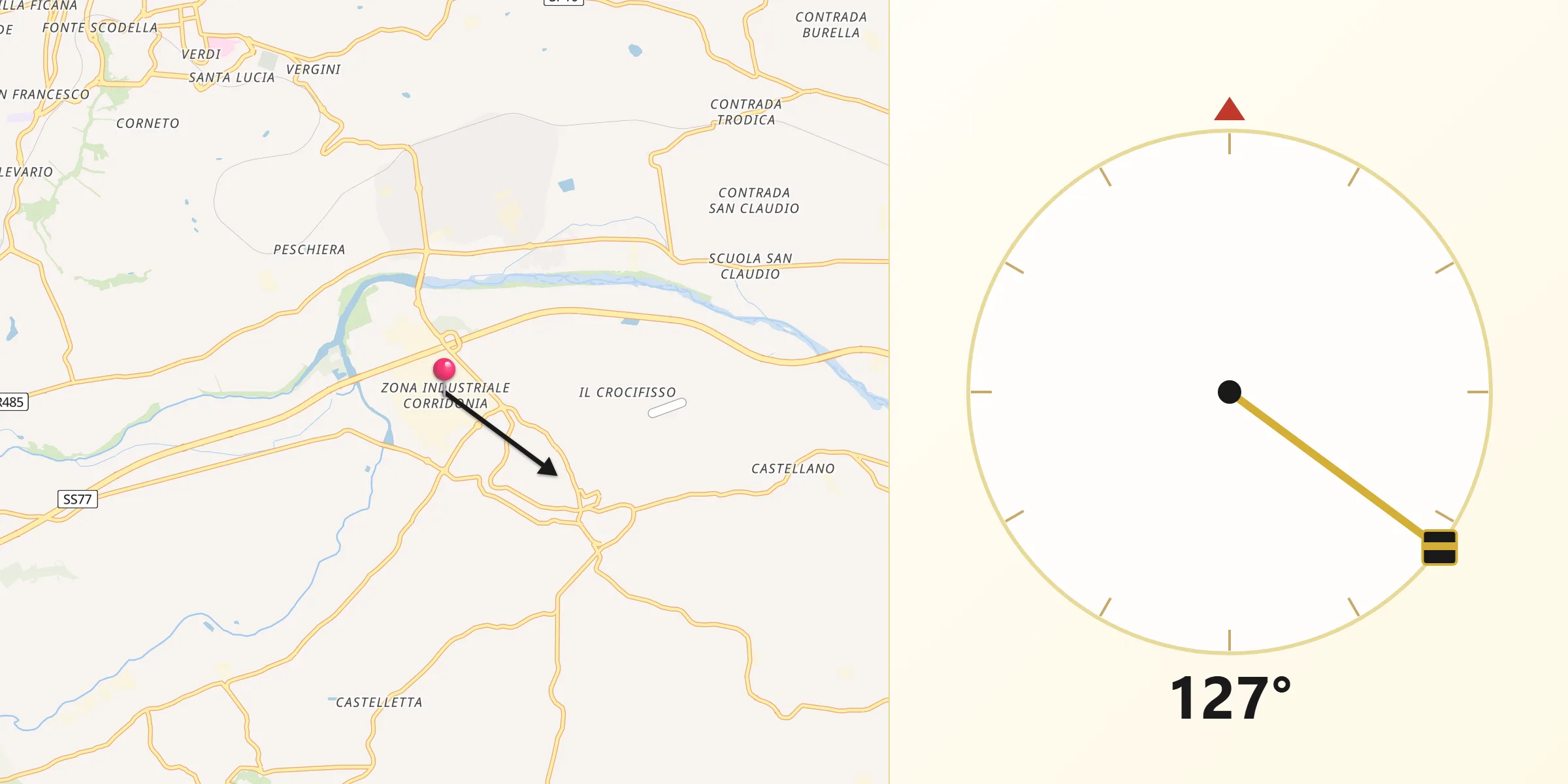 Direzione della Qibla da Zona Industriale